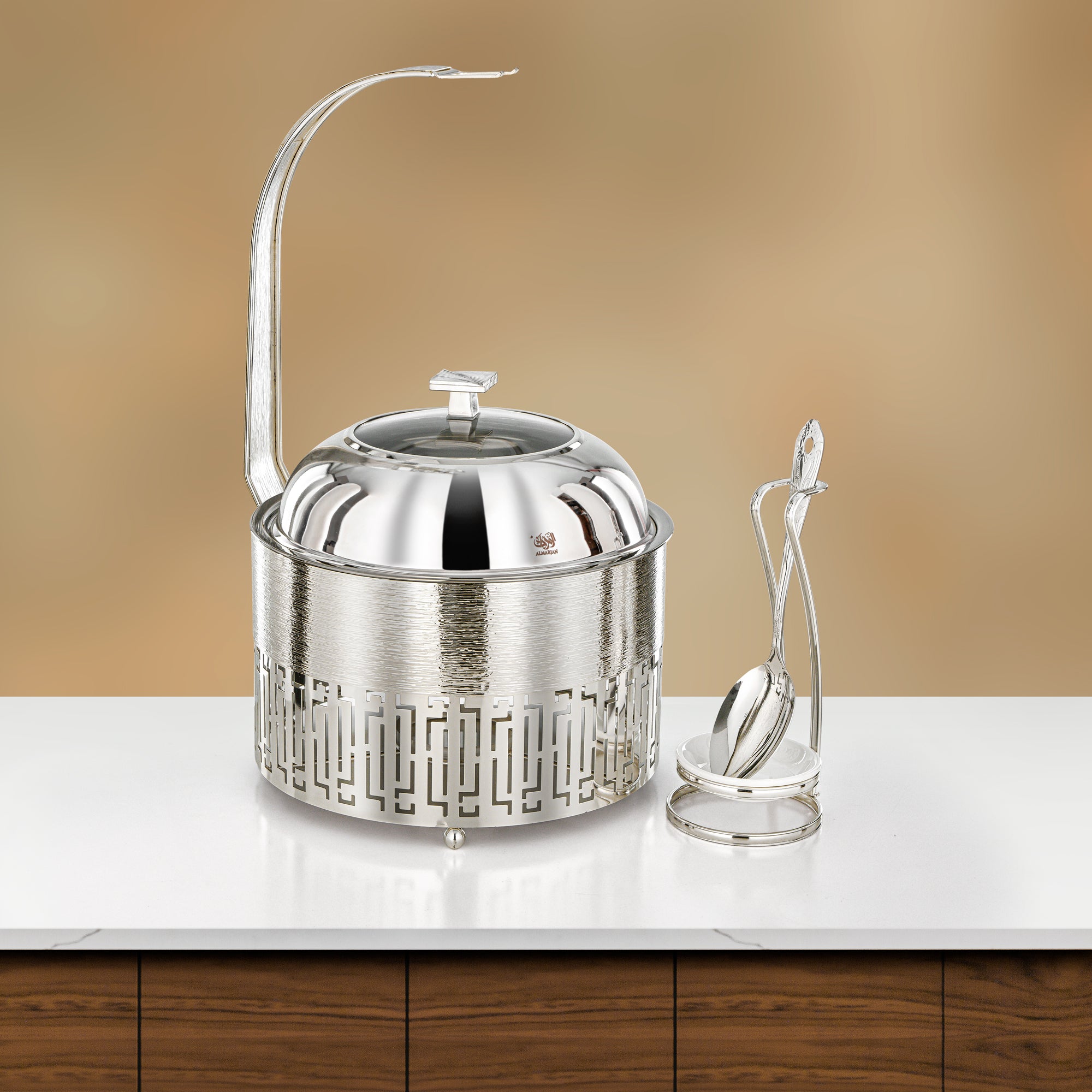 طبق تسخين المرجان سعة 3 لتر، فضي مطفي