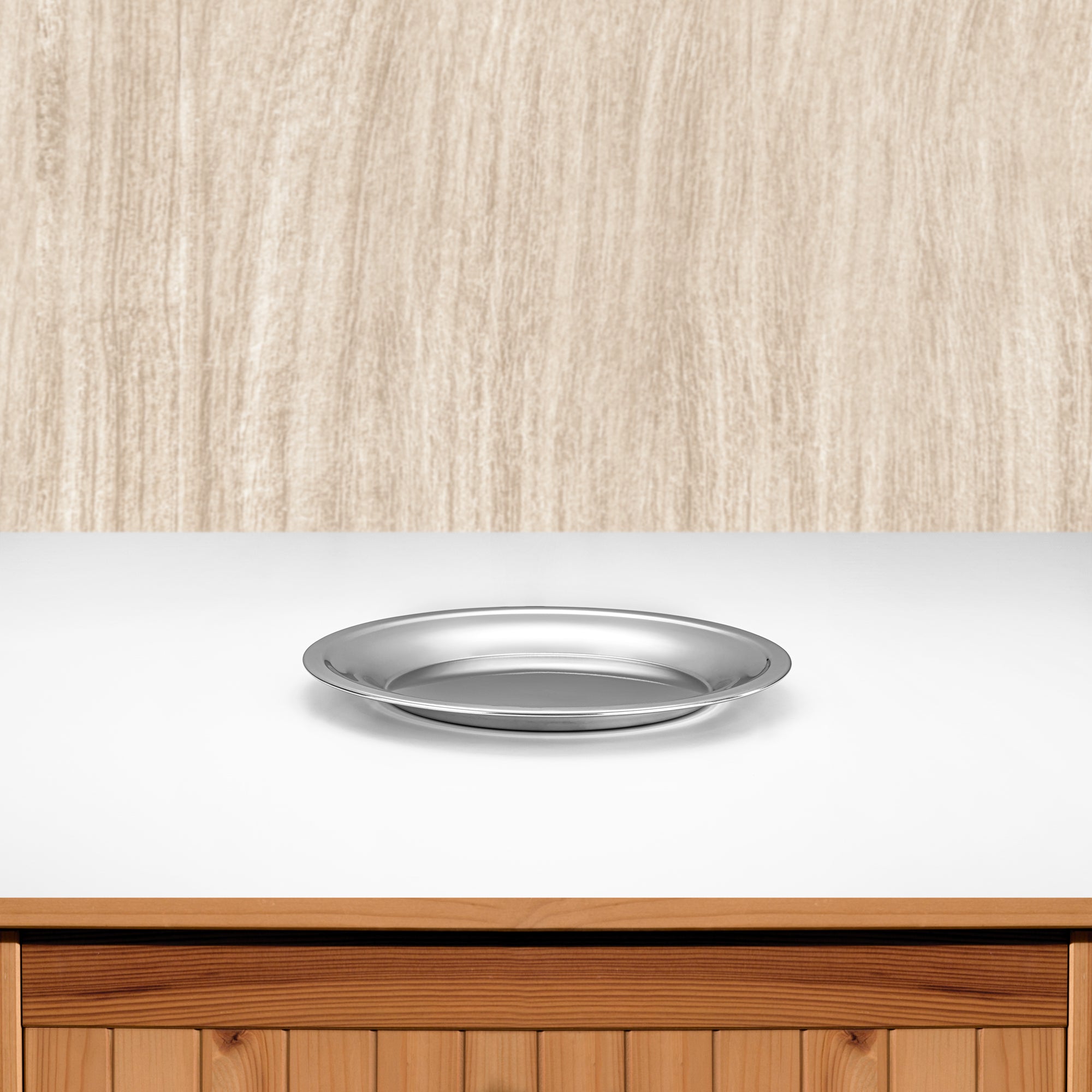 Almarjan 30 CM Stainless Steel Round Serving Tray - STS0200765