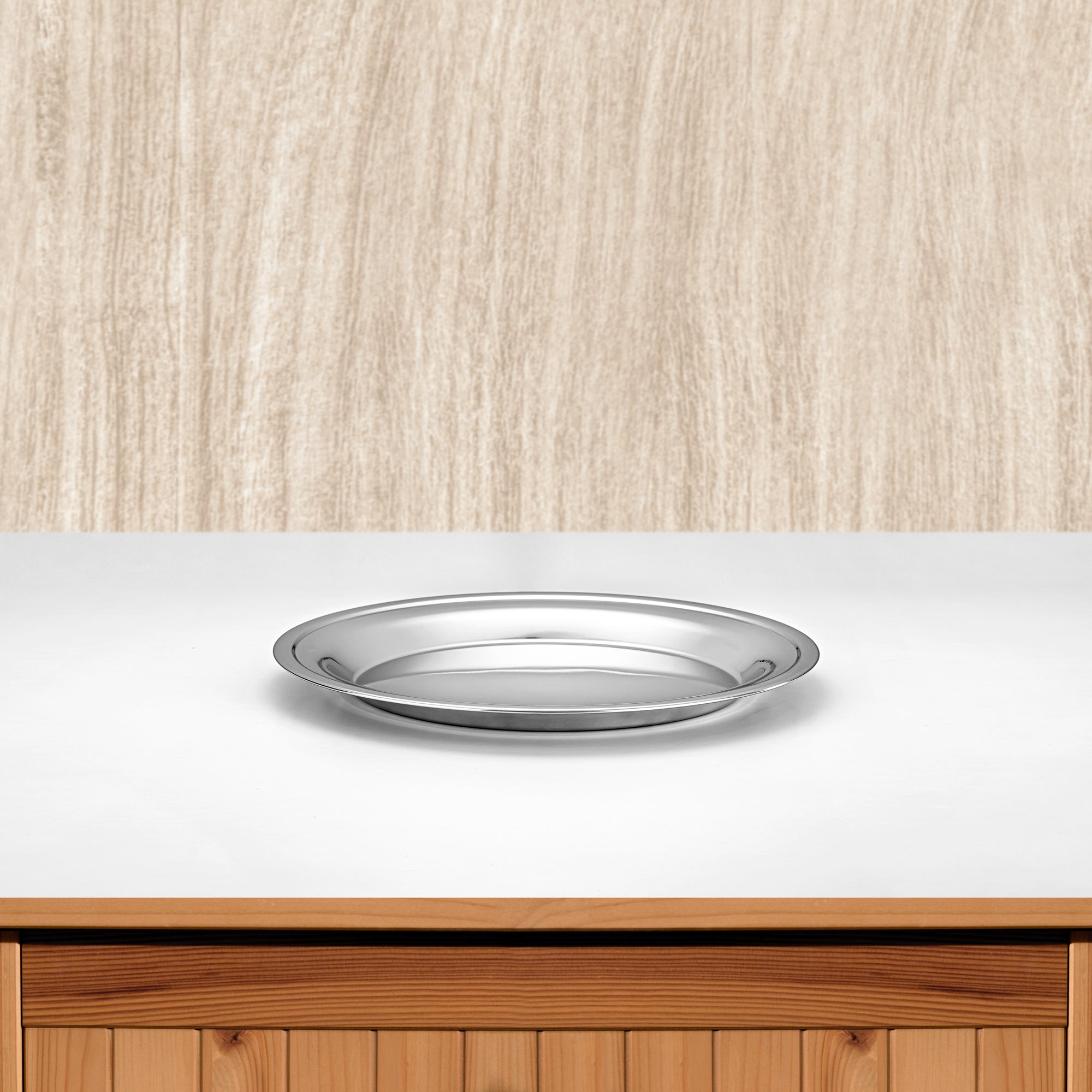 Almarjan 35 CM Stainless Steel Round Serving Tray - STS0200766