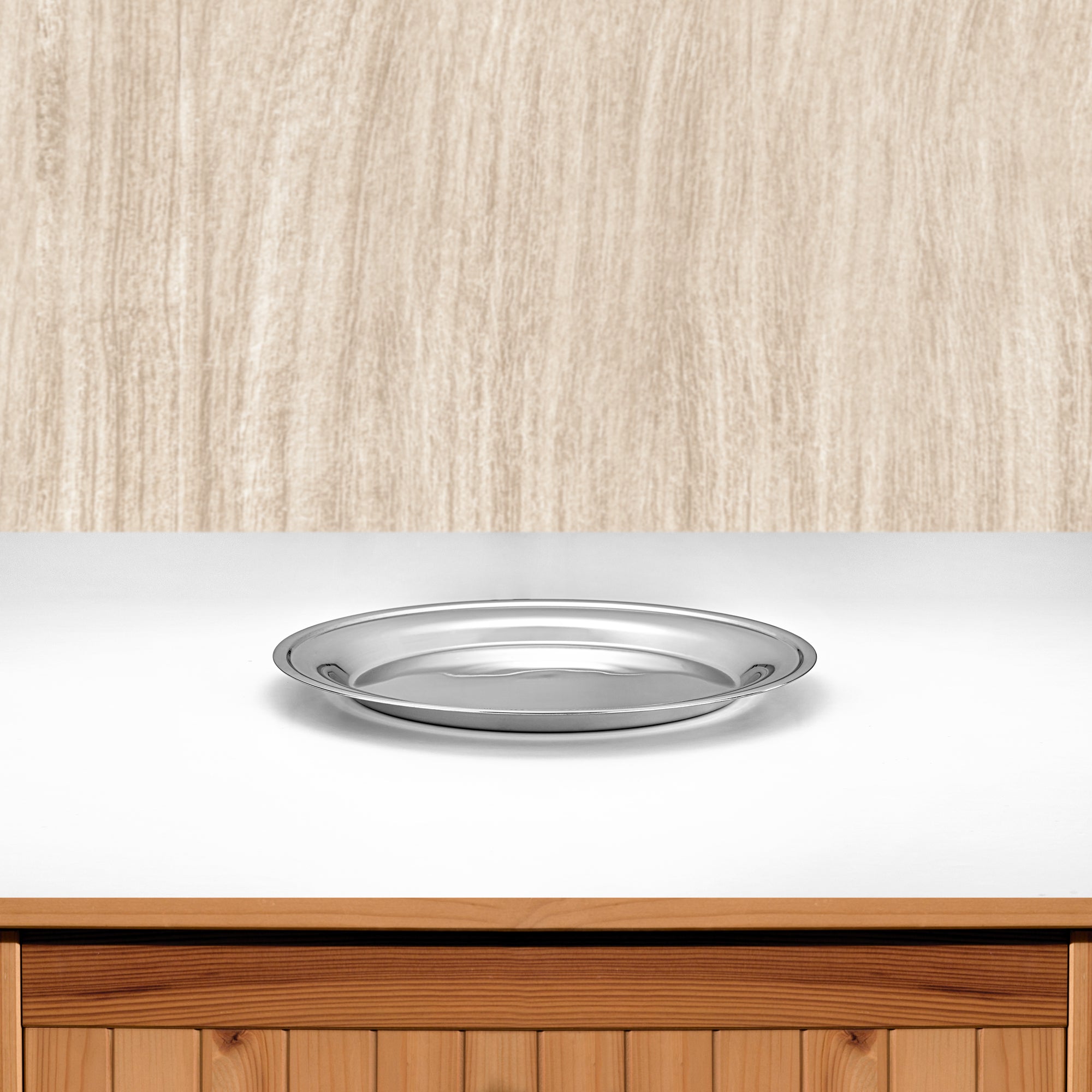Almarjan 40 CM Stainless Steel Round Serving Tray - STS0200767
