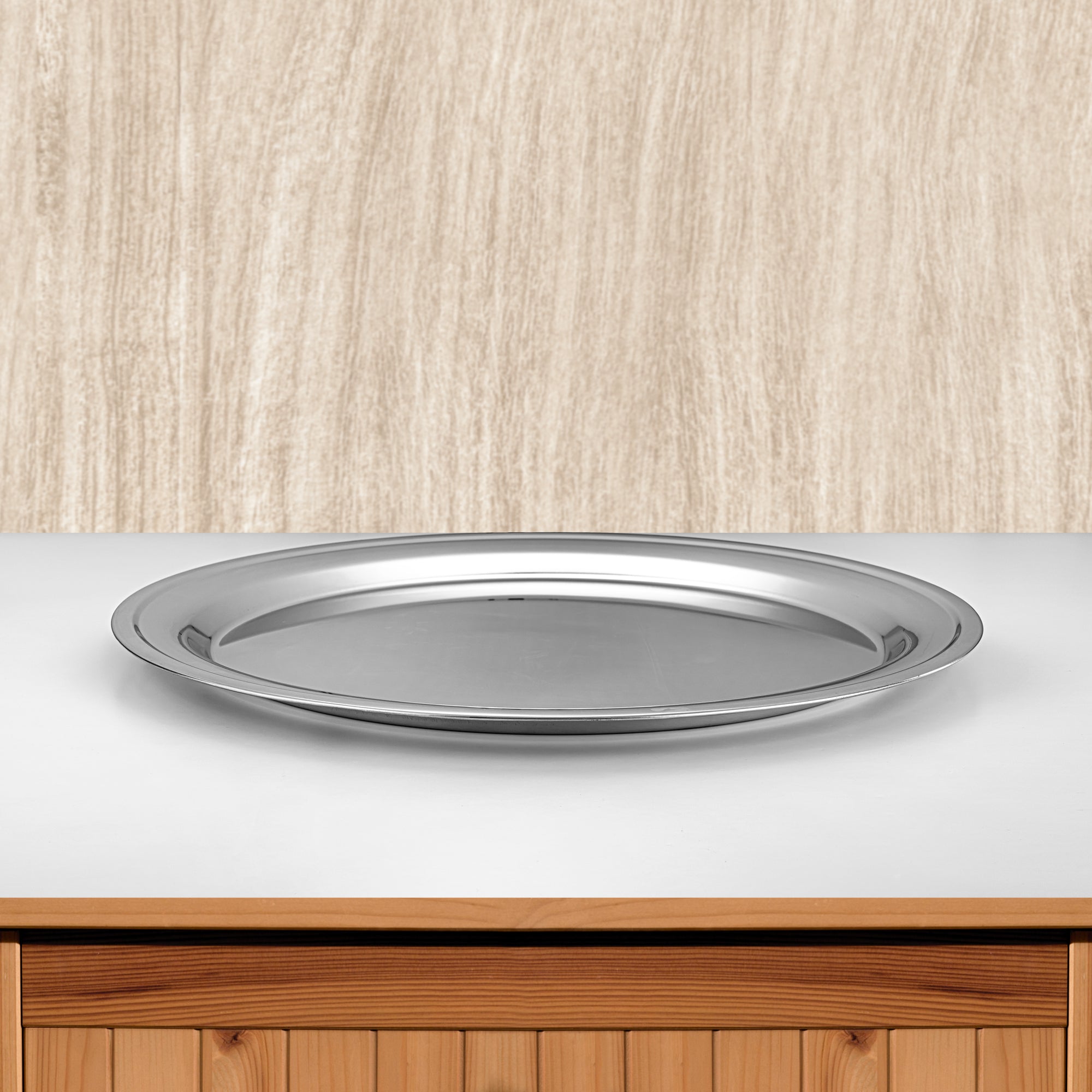 Almarjan 65 CM Stainless Steel Round Serving Tray - STS0200772