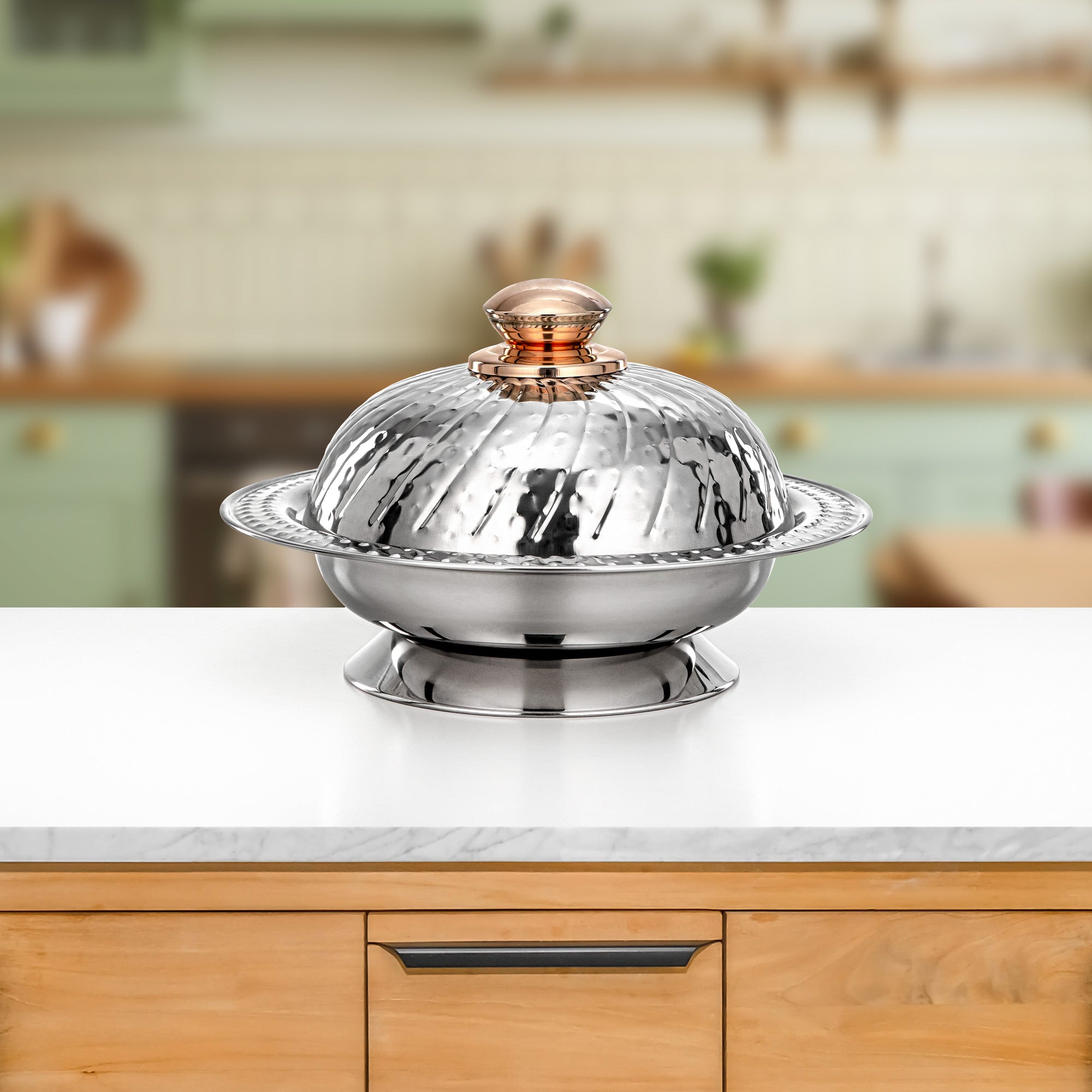 Almarjan Serving Dish with Cover 20 cm Silver