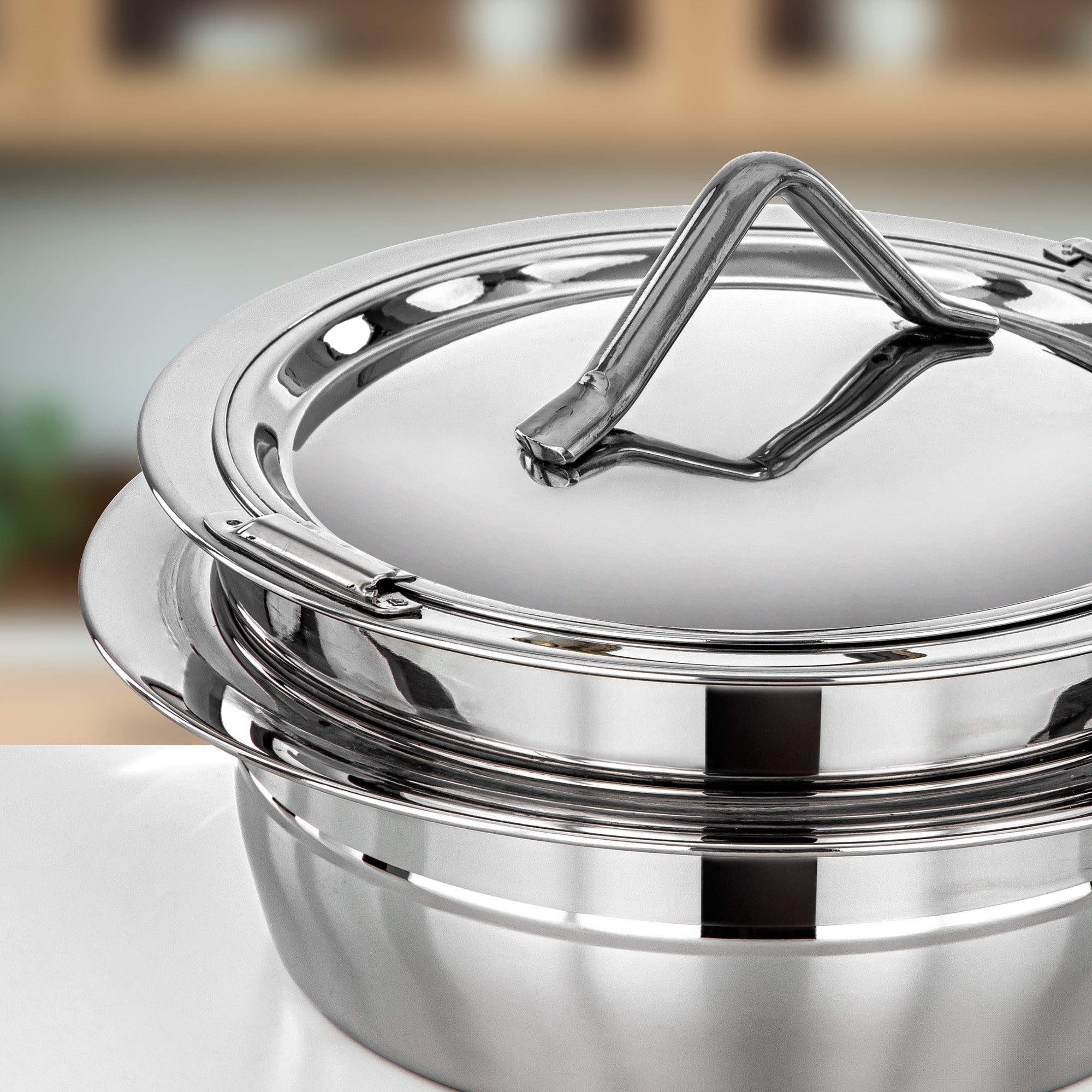 Almarjan Hot Pot Stainless Steel, 25CM (3000ML), Silver (H25P6) - Tara Collection