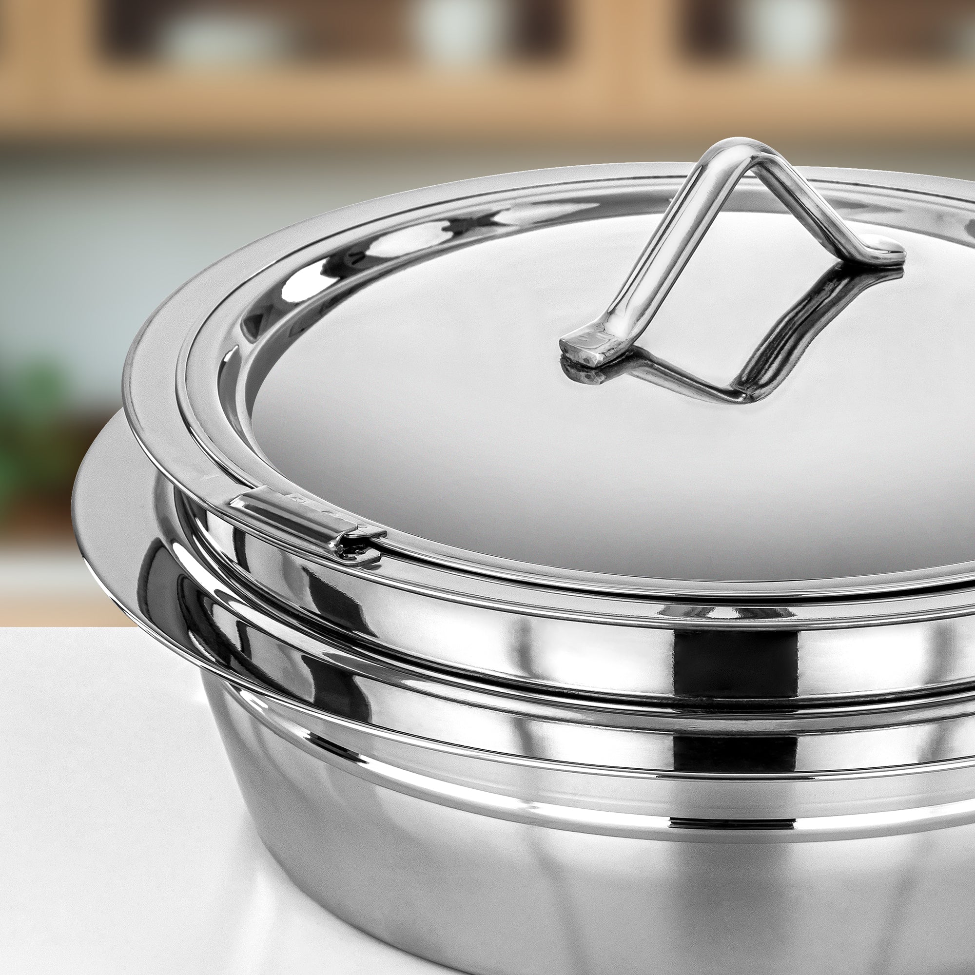 Almarjan Hot Pot Stainless Steel, 40CM (6000ML), Silver (H25P6) - Tara Collection