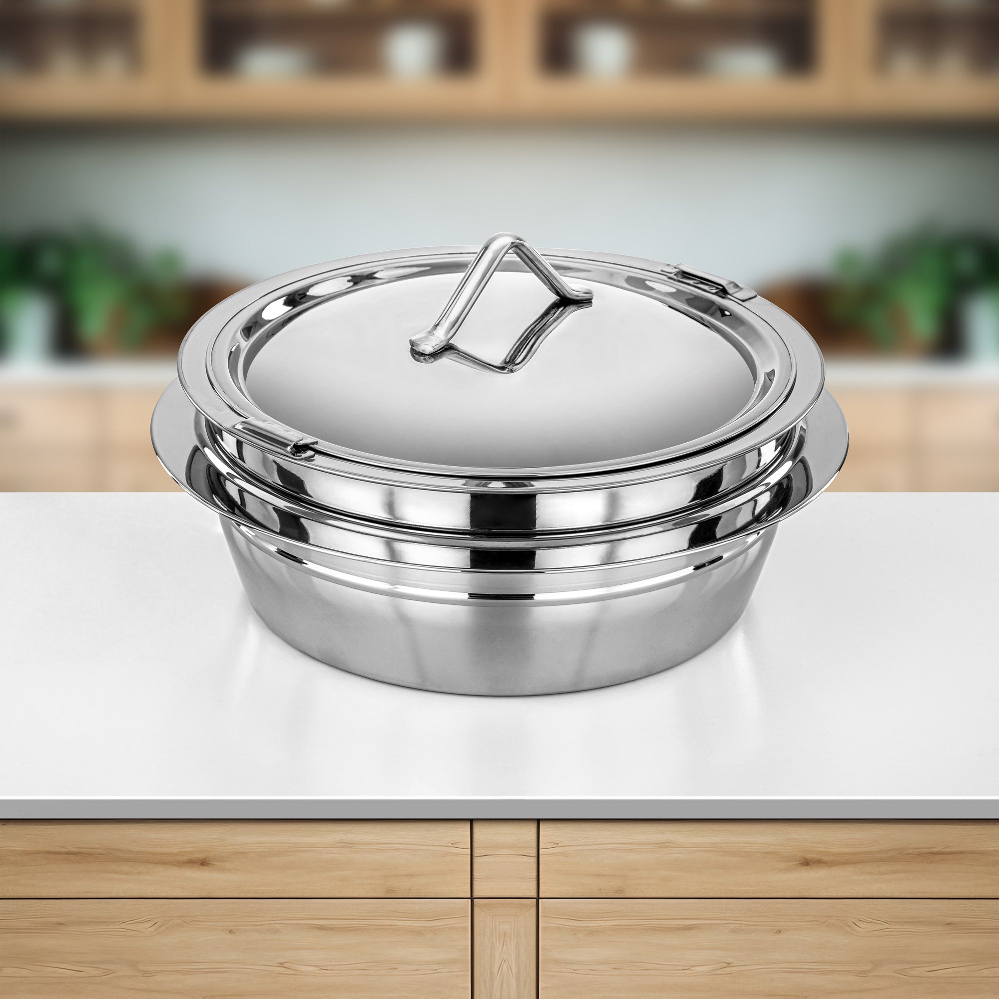 Almarjan Hot Pot Stainless Steel, 40CM (6000ML), Silver (H25P6) - Tara Collection