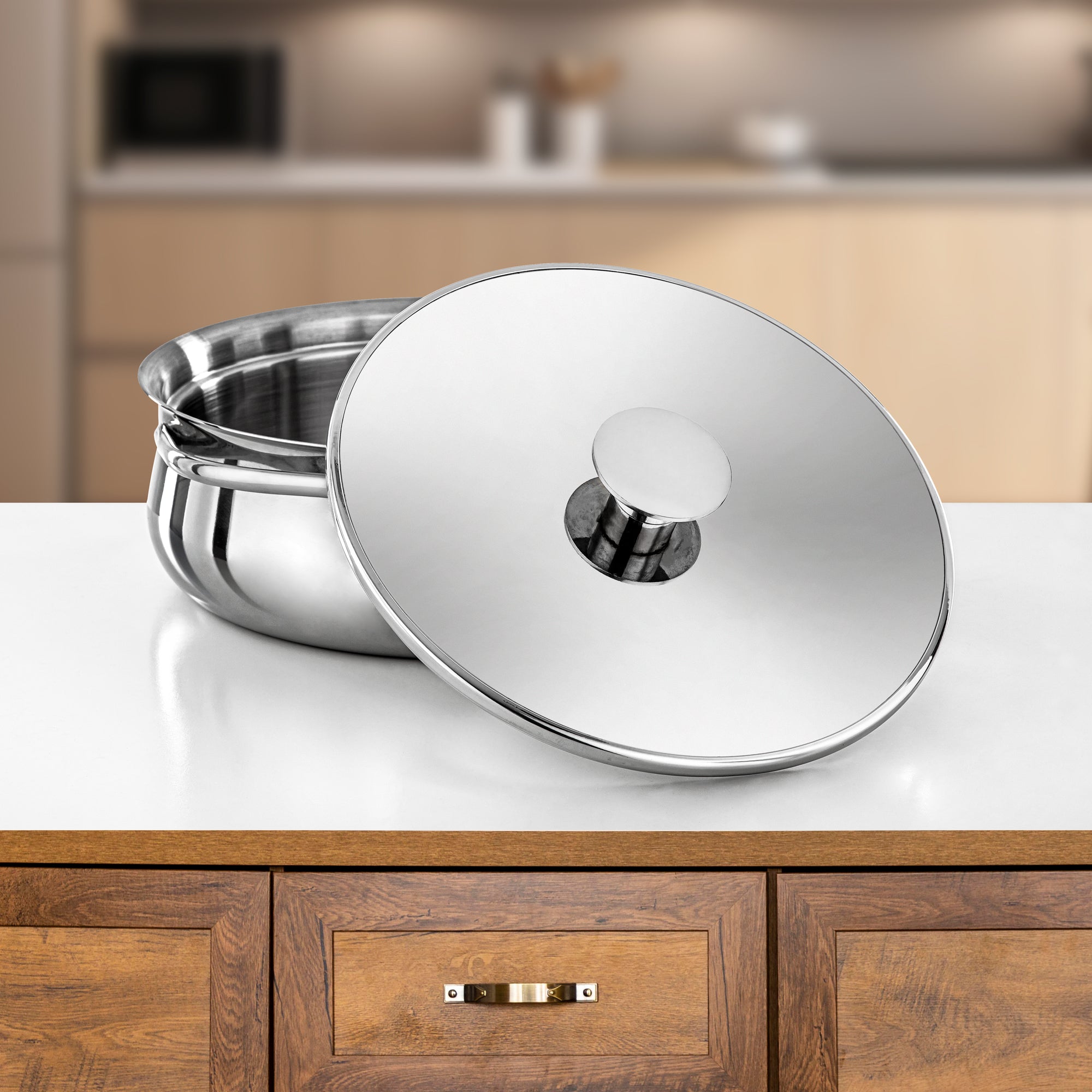 Almarjan Hot Pot Set Stainless Steel 25cm + 30cm + 35cm Silver (H25P15)