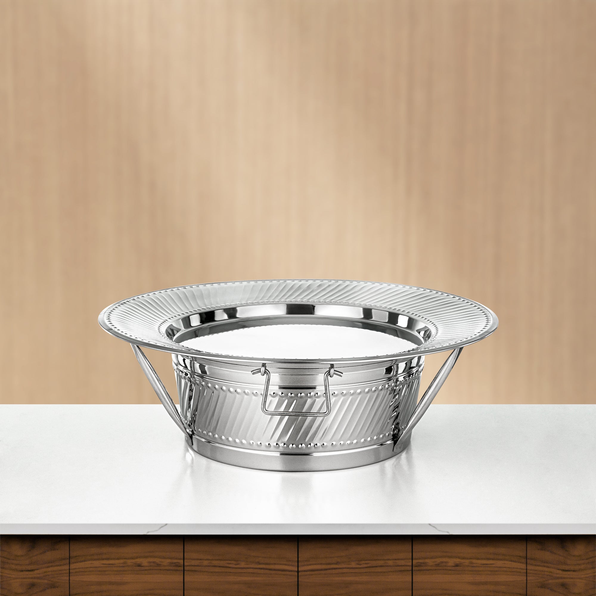 Almarjan Serving Tray with Stand 60cm Silver