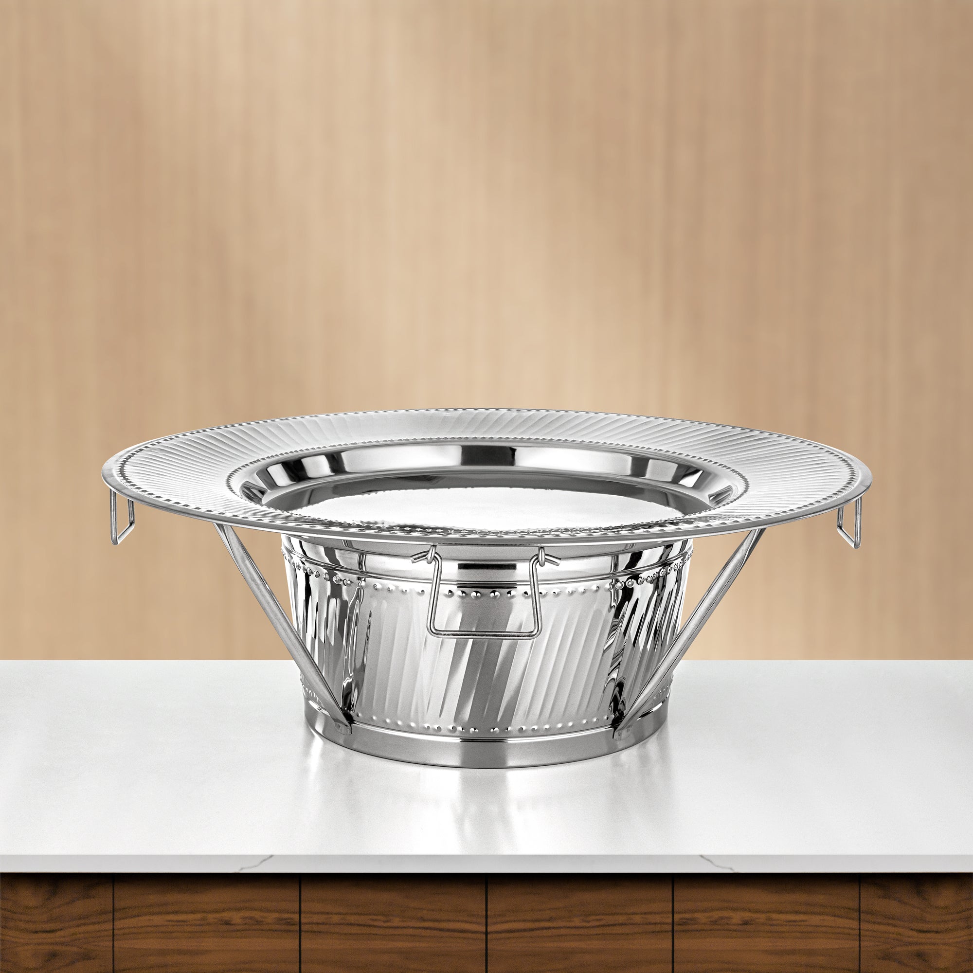 Almarjan Serving Tray with Stand 75cm Silver