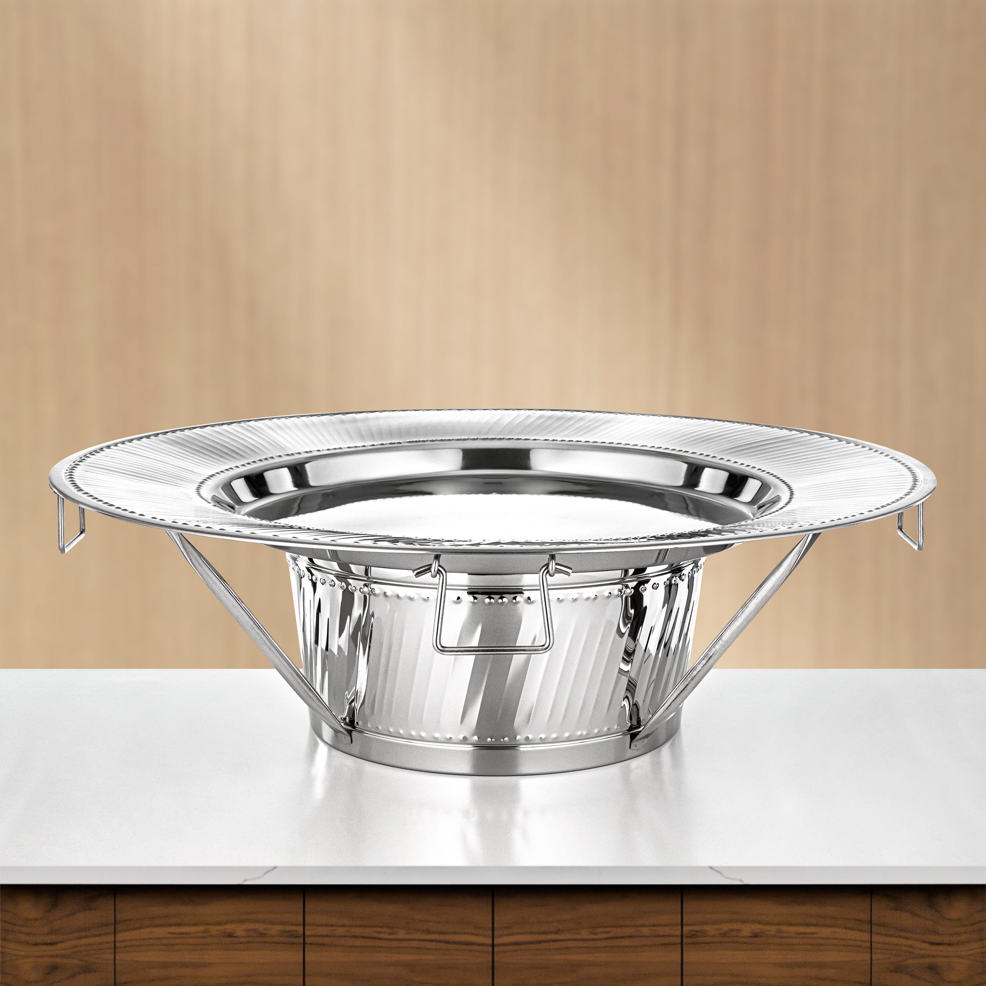 Almarjan Serving Tray with Stand 85cm Silver