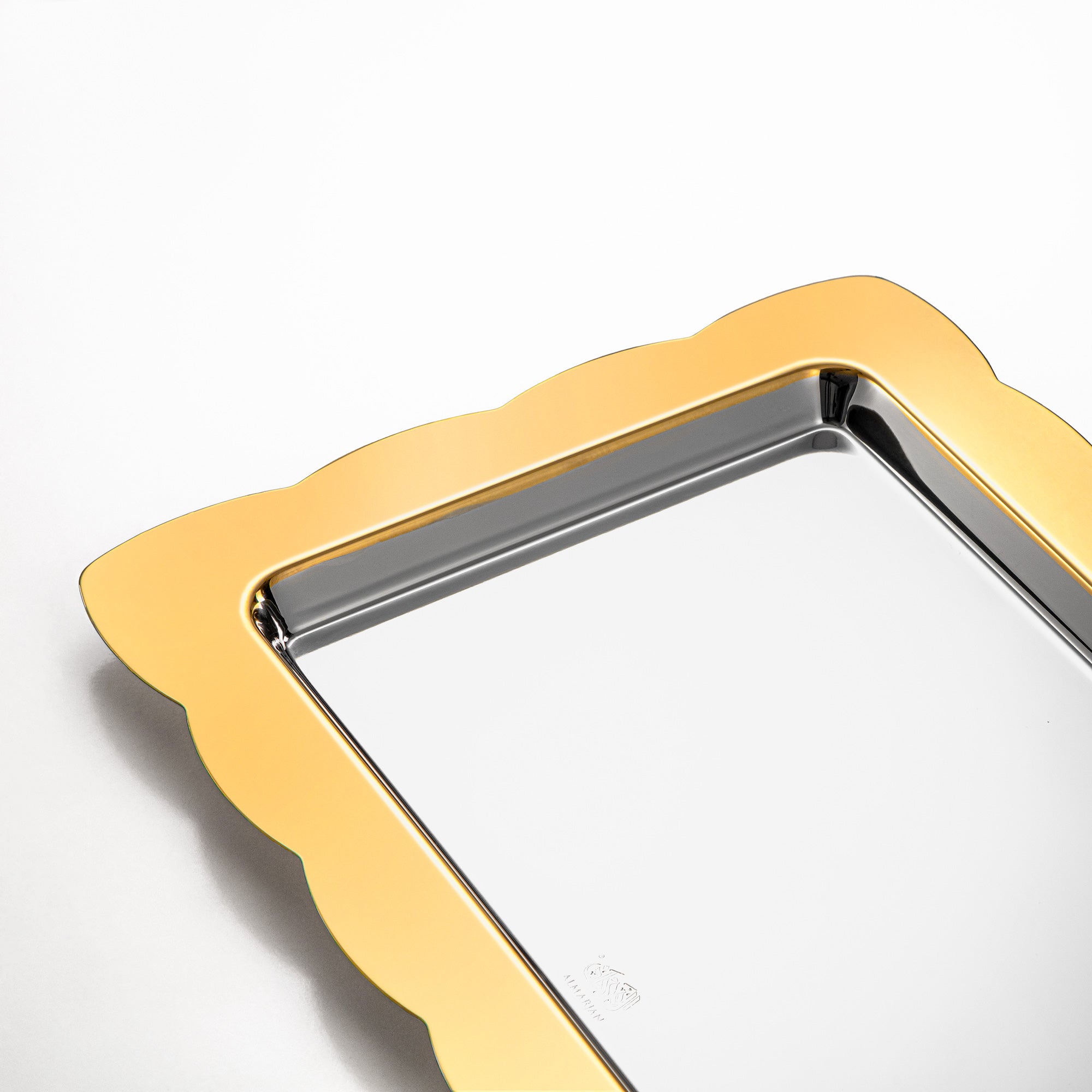 Almarjan Joni Rectangular Serving Tray 40cm Silver & Gold