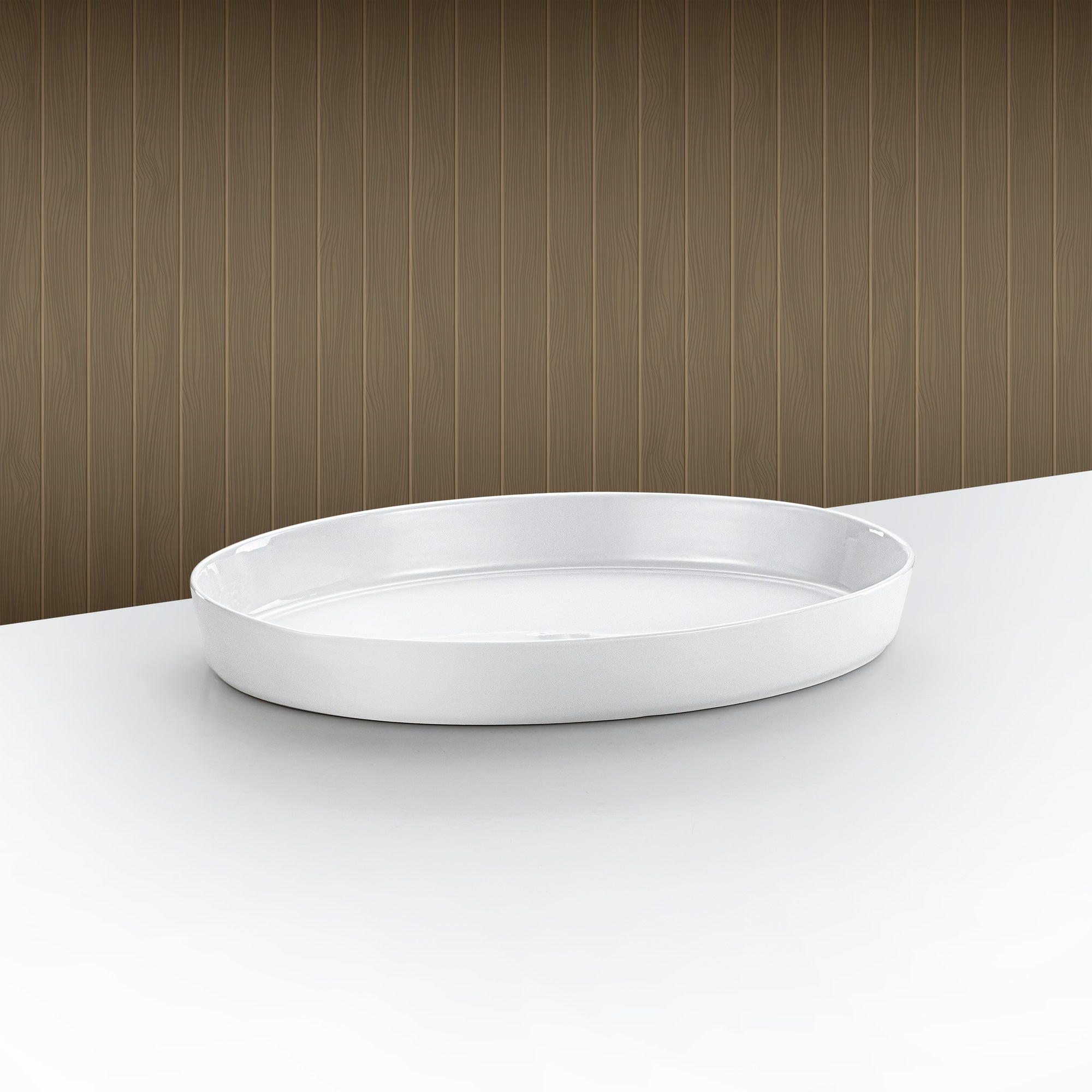 Almarjan Oval Serving Dish 50cm Silver & White