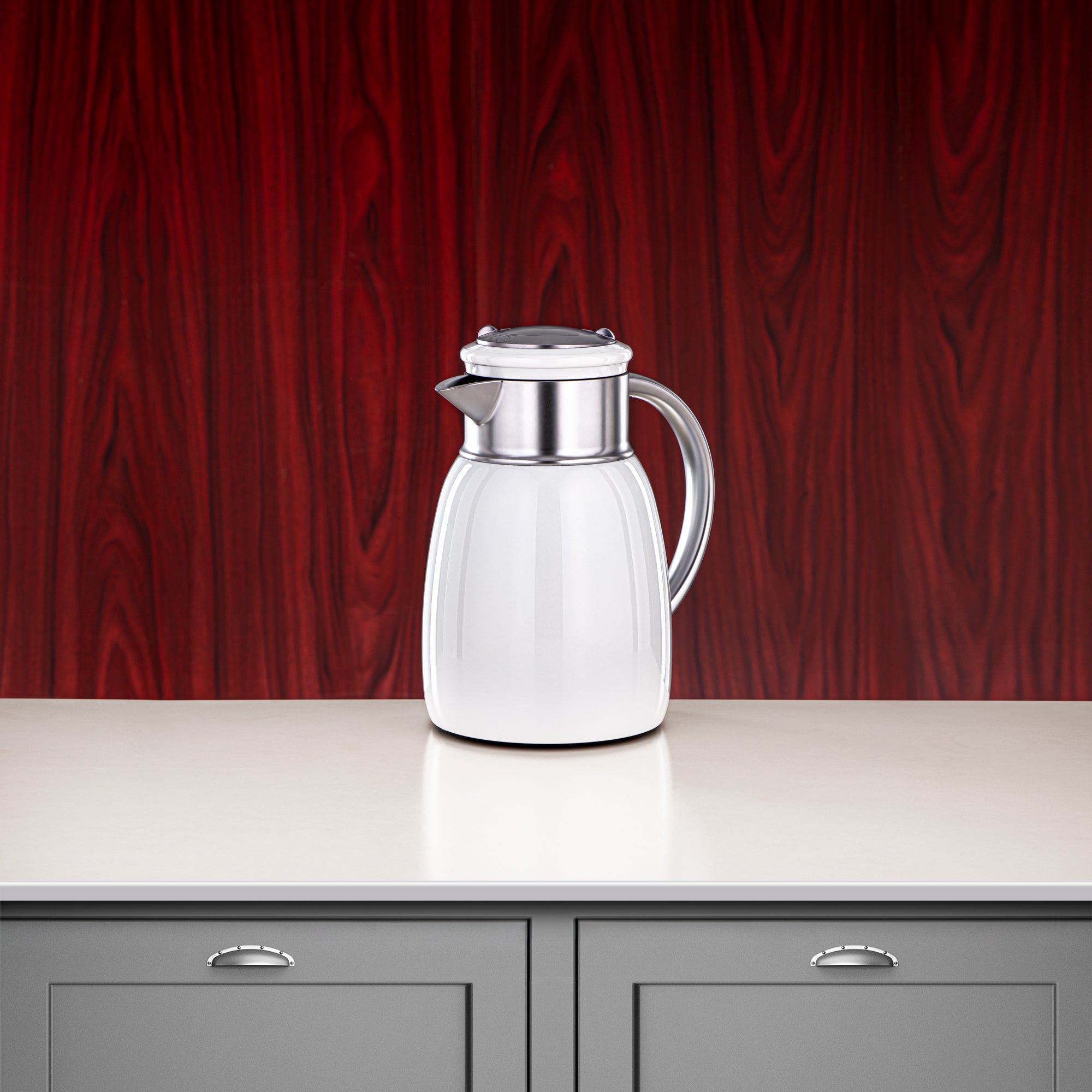 Almarjan Vacuum Flask Set, 0.35L + 0.65L + 1L, White & Matt Silver (ULC-0350/0650/1000 Q1ZE23) - For Every Occasion