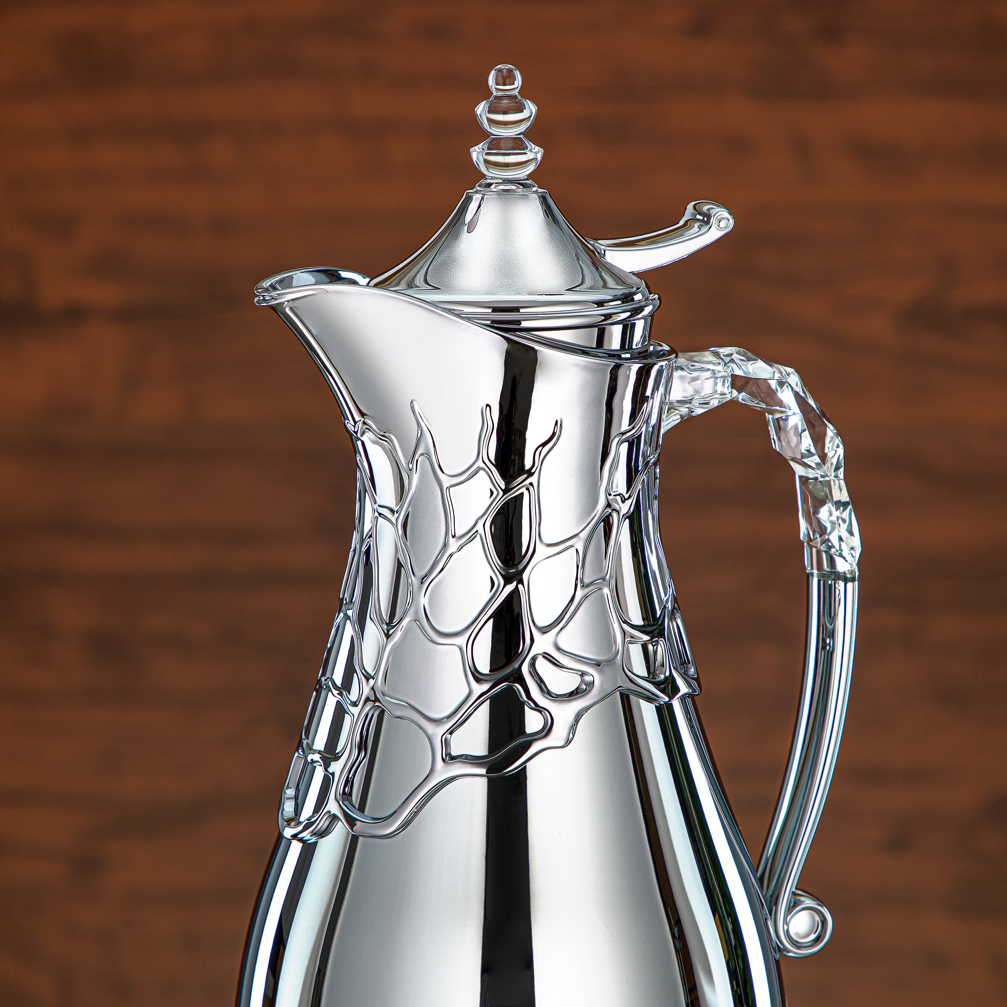 Almarjan Vacuum Flask Set Metal Body 0.7L & 1L ABS & Acrylic Handle (VBC-0700/1000 C) – Full Silver Tea & Coffee Serving