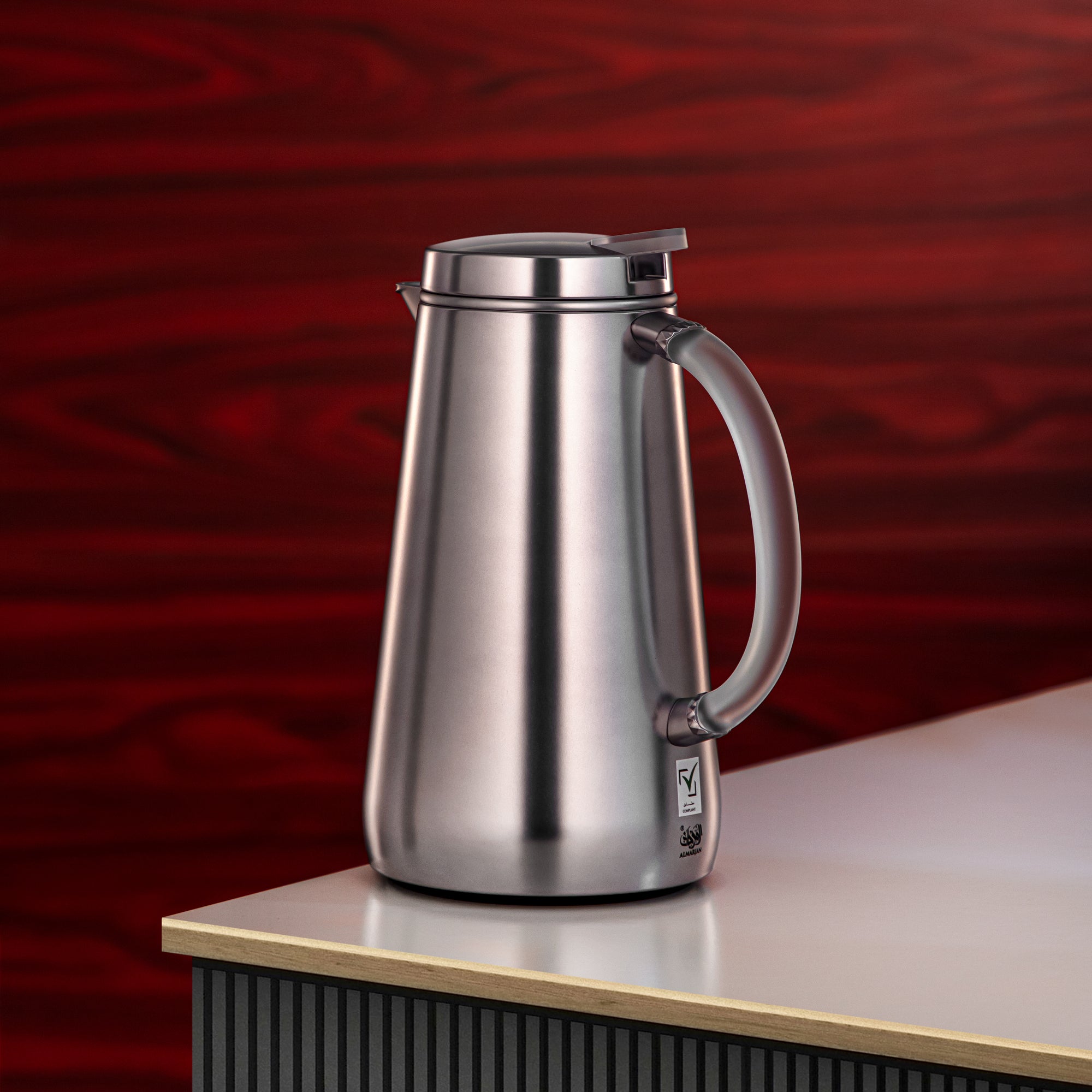 Almarjan Vacuum Flask Metal 0.7 Liter Matt Silver with Frost Handle (VOP-700 E23Y15) – Elegant Serving | Ramadan & Gatherings