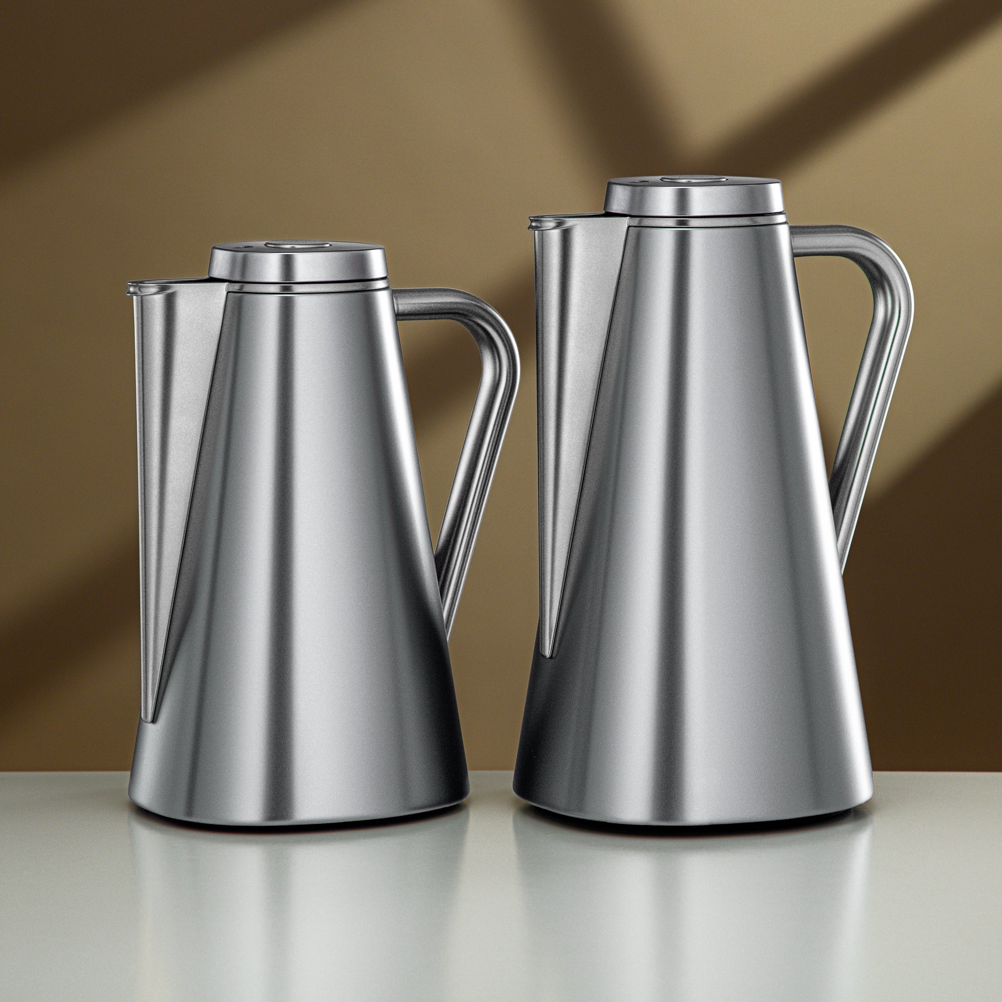 Almarjan Vacuum Flask Set 0.7L + 1L Matt Nickel