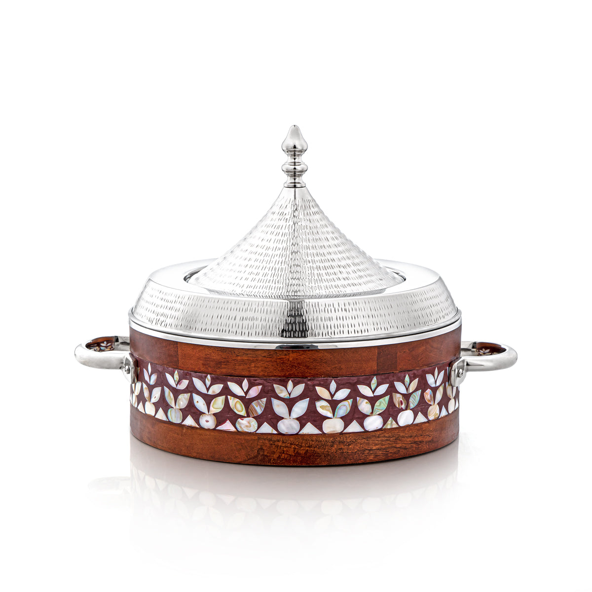 Almarjan 32 CM Stainless Steel Hot Pot Wood & Silver - MD-2928B-F