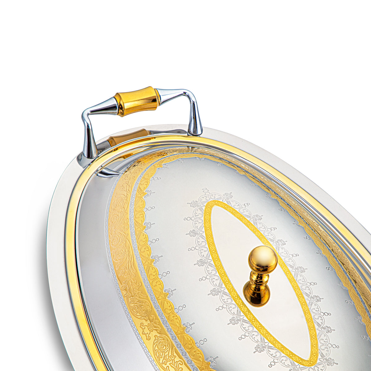 Almarjan 46 CM Ruby Collection Stainless Steel Oval Serving Tray With Cover - STS2051172