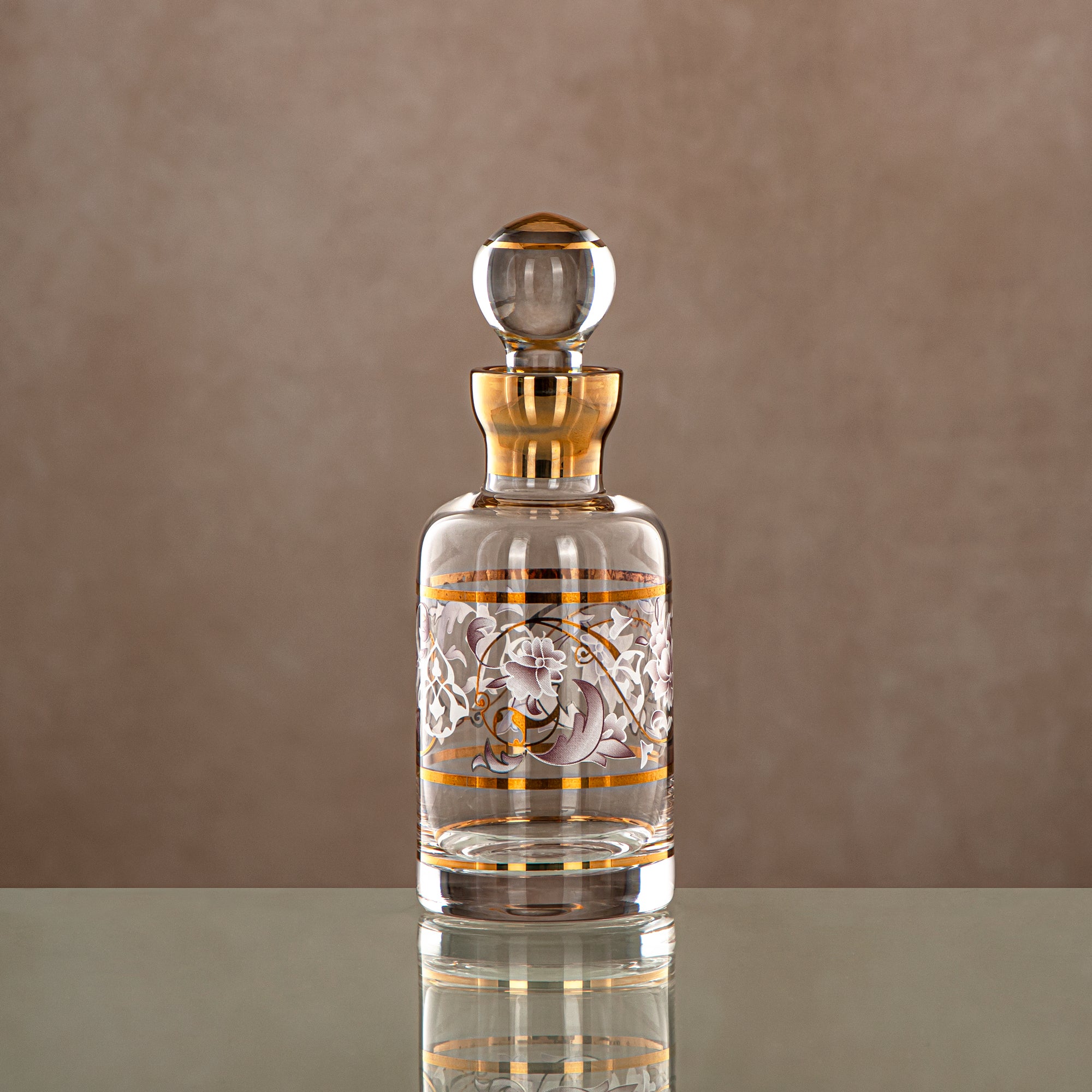 زجاجة عطر المرجان 16.5 تولا، زجاج، نقش شفاف وذهبي (0862P-ZQDL) - زجاجة دهن عود