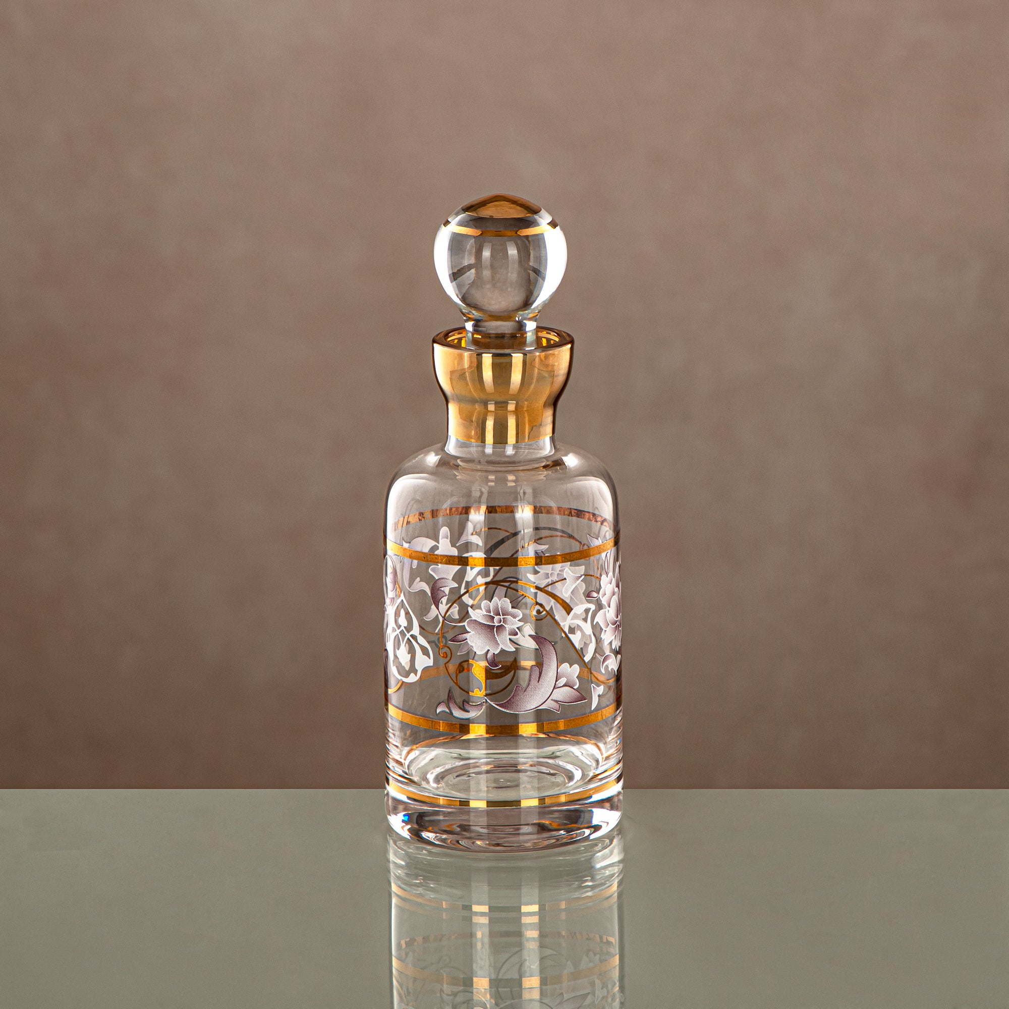زجاجة عطر المرجان 16.5 تولا، زجاج، نقش شفاف وذهبي (0862P-ZQDL) - زجاجة دهن عود