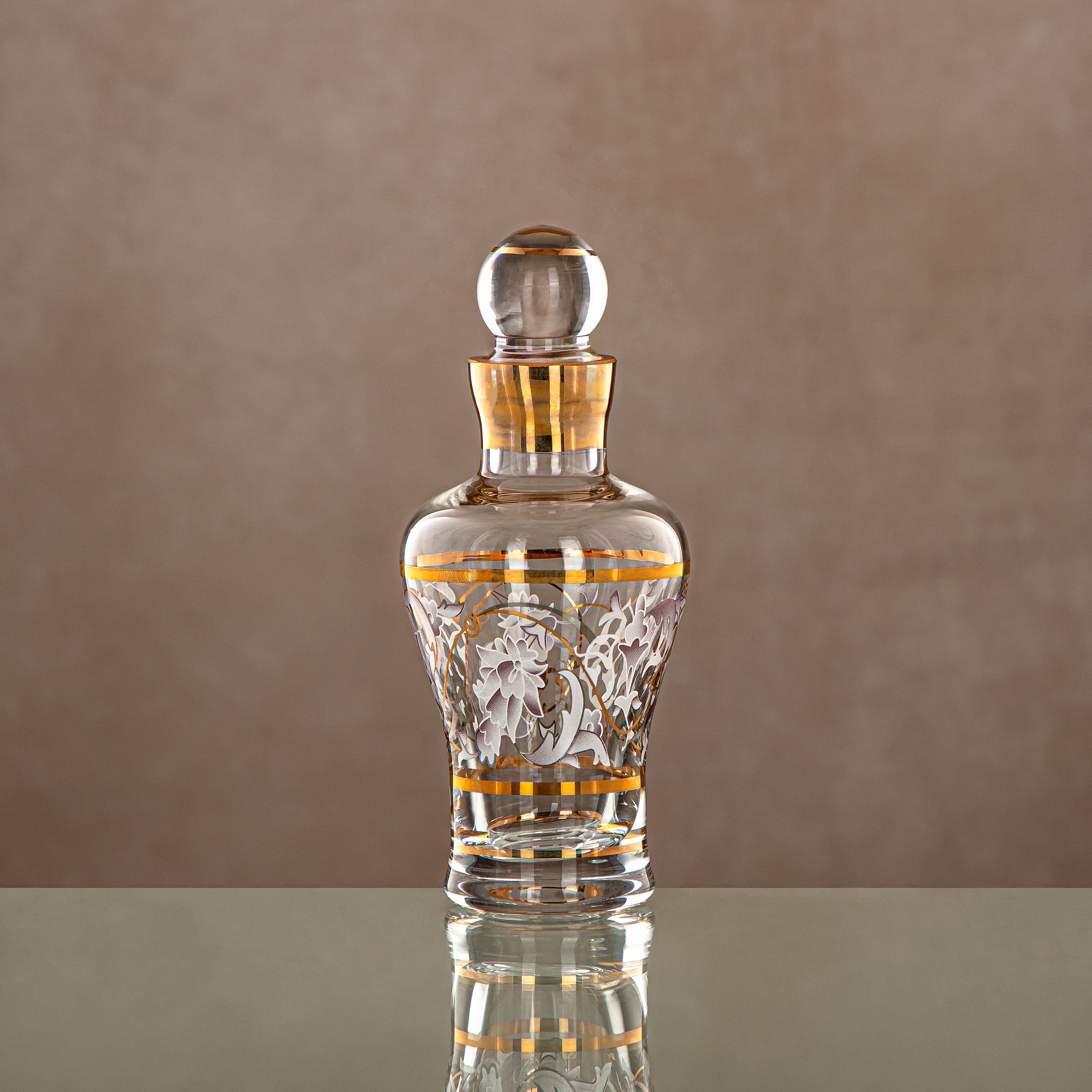 زجاجة عطر المرجان 12.5 تولا، زجاج، نقش شفاف وذهبي (0865P-ZQDL) - زجاجة دهن عود