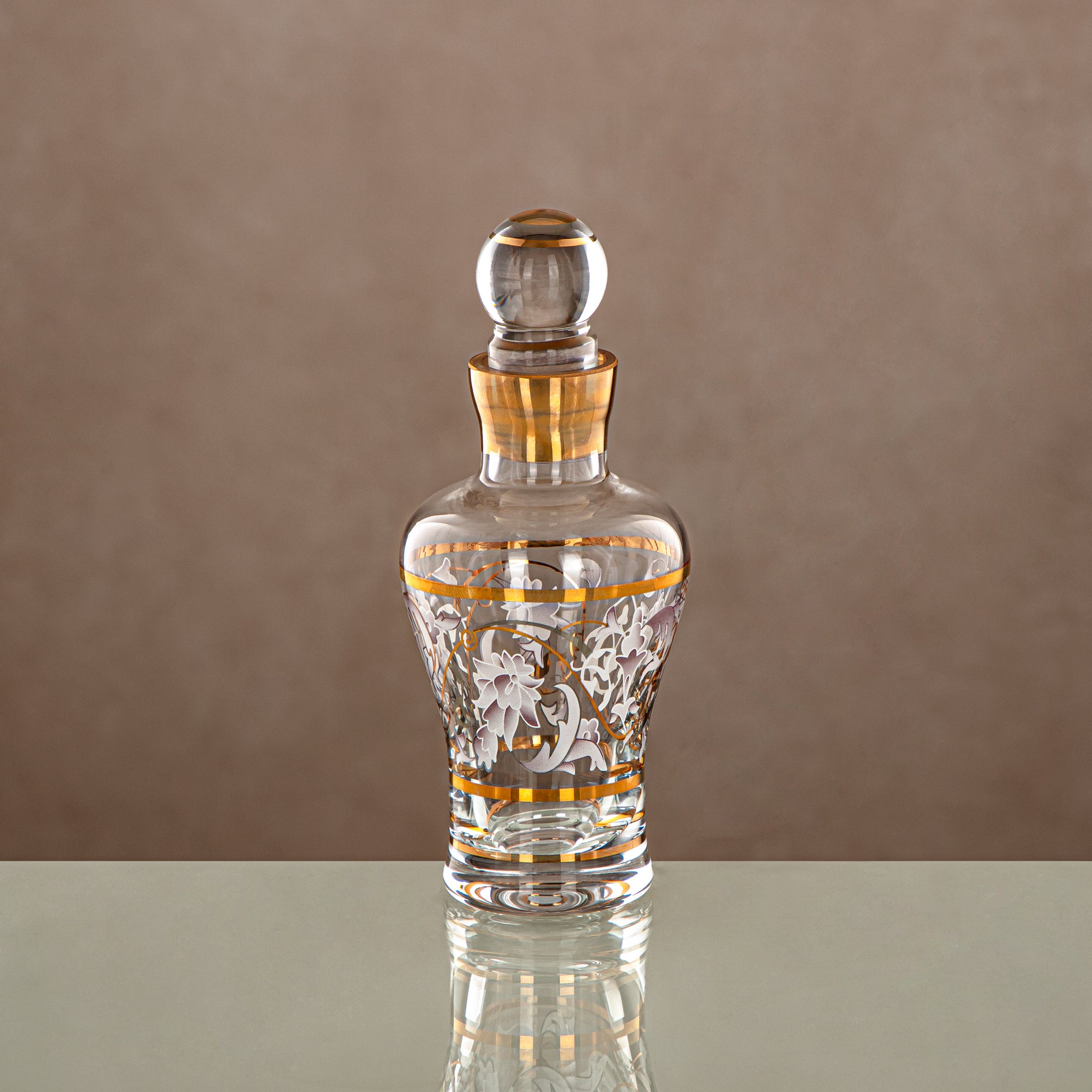 زجاجة عطر المرجان 12.5 تولا، زجاج، نقش شفاف وذهبي (0865P-ZQDL) - زجاجة دهن عود