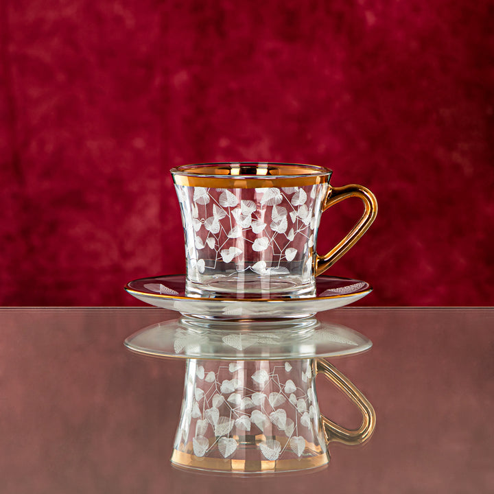 Almarjan 160 ML Glass Cup & Saucer - 1353BJ-0011P-YLX