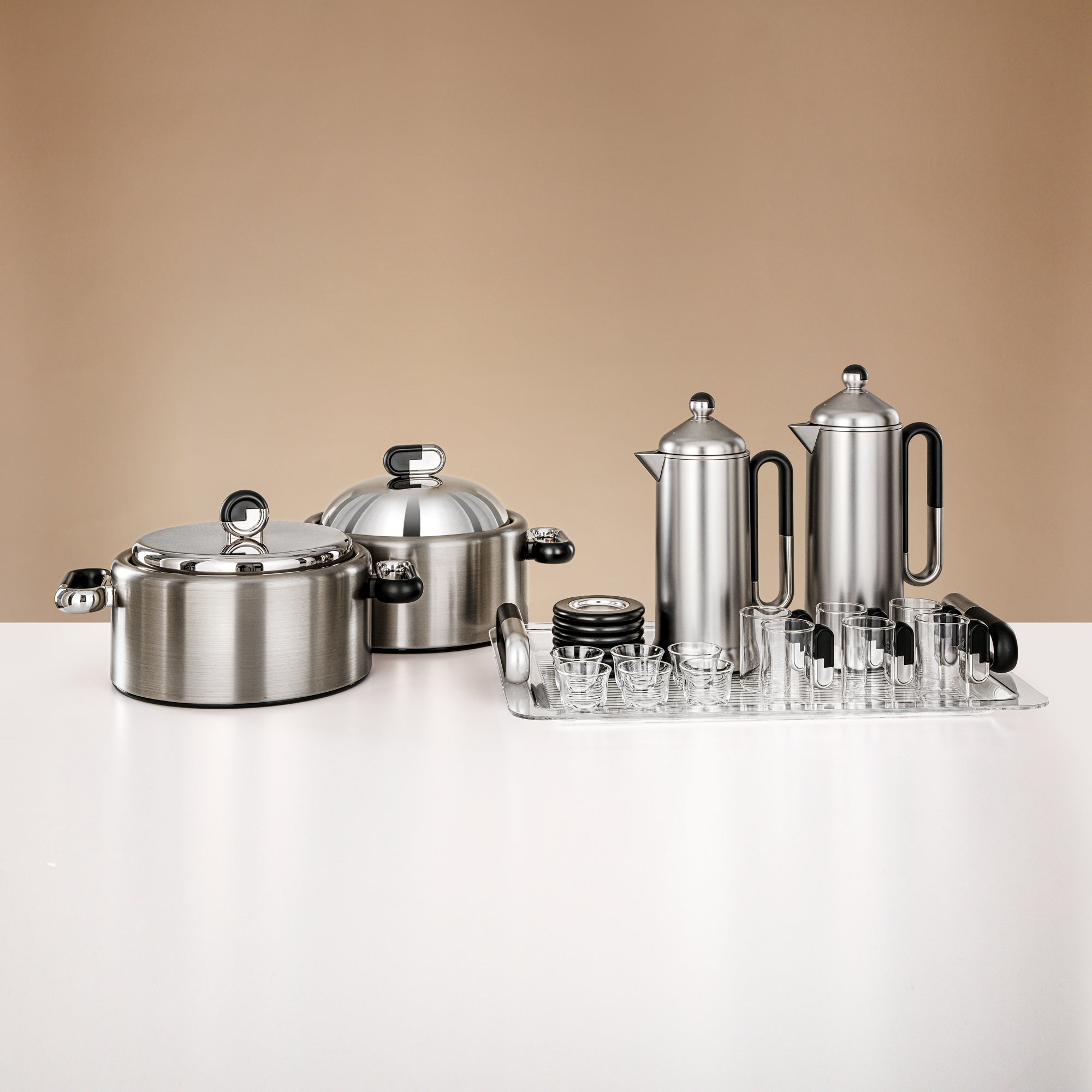 Almarjan 23 Pieces Serving Set, Matt Nickel & Matt Black
