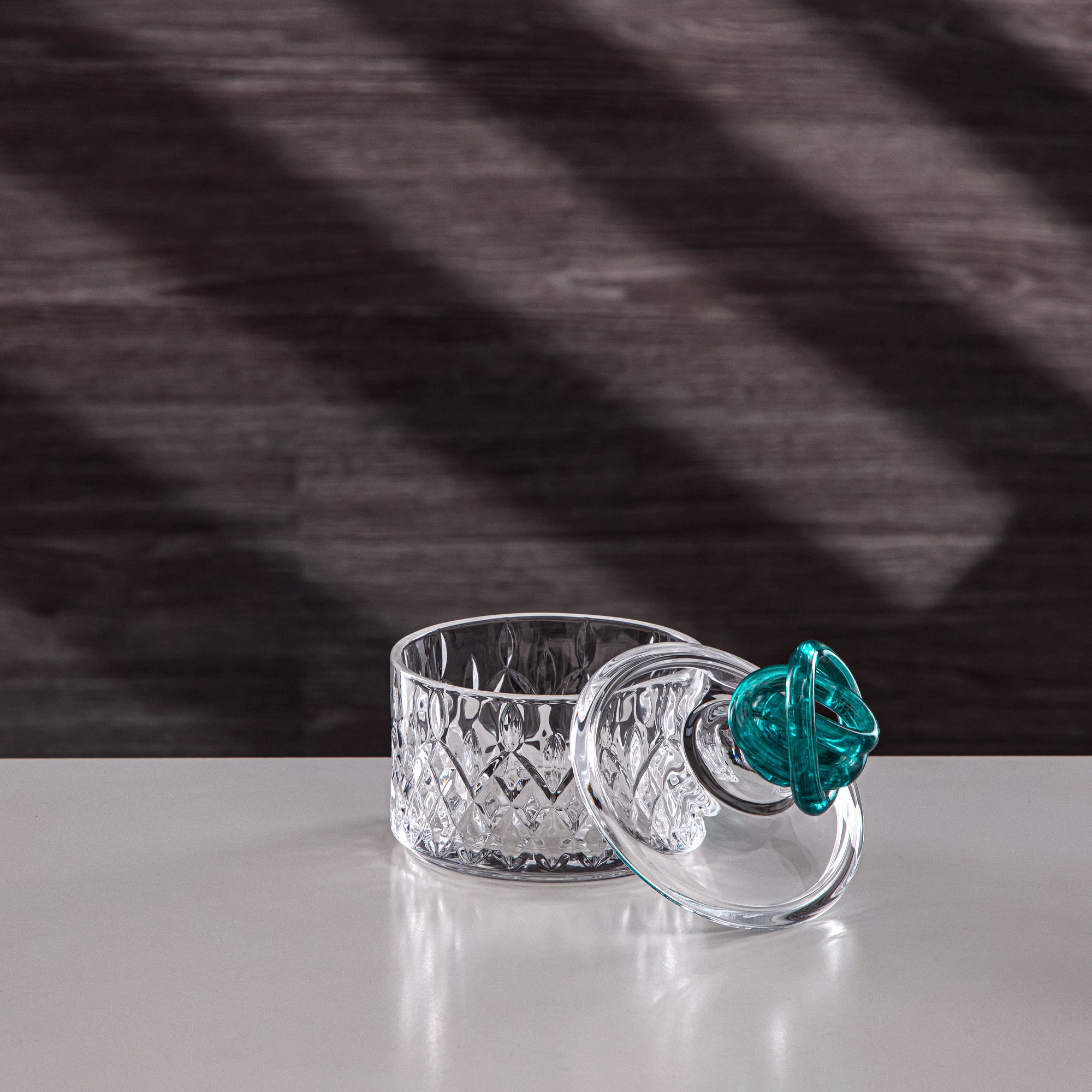 Almarjan Sugar Bowl 10.5 cm Glass Clear with Turquoise Knot