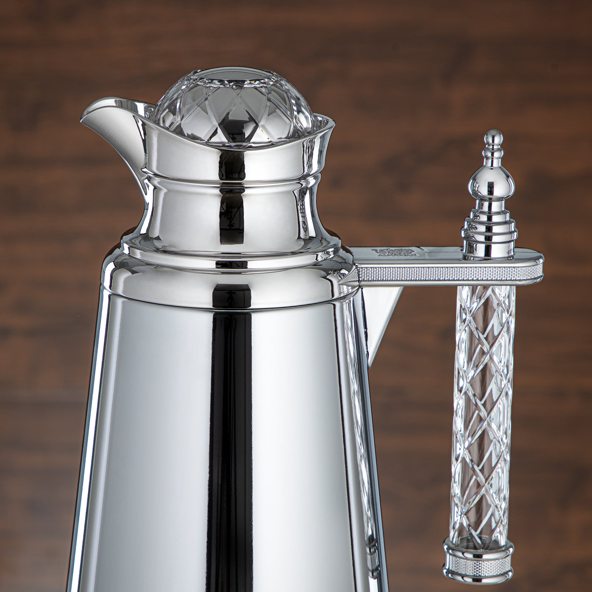 Almarjan Vacuum Flask Set, Push Button, Acrylic Handle - 0.7L + 1L, Silver (CBY+CBZ-SCC) - Classic Vacuum Flasks