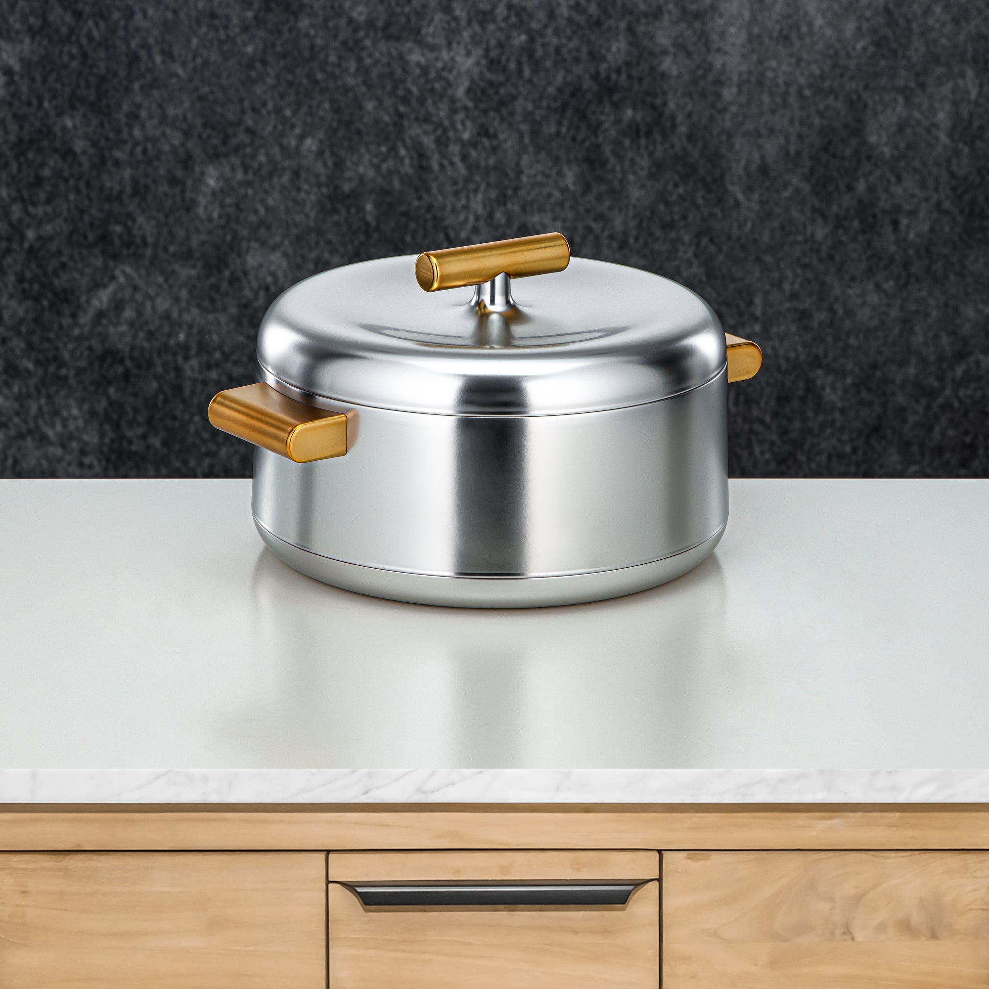 Almarjan Hot Pot Set ABS 1L, 2.5L, 3L Matt silver & matt gold (EL-100/250/300 MC/MG)
