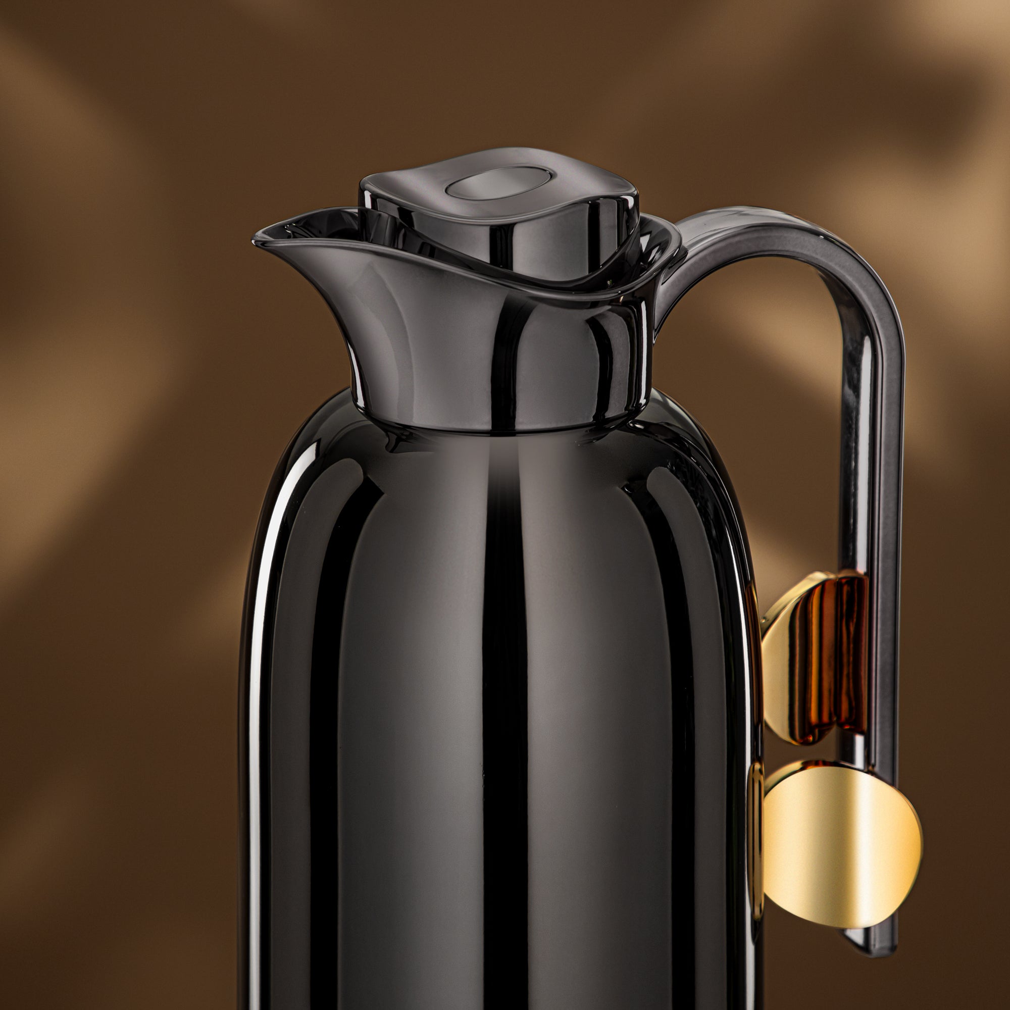 Almarjan Vacuum Flask Set 0.7L + 1L Gun Black & Gold