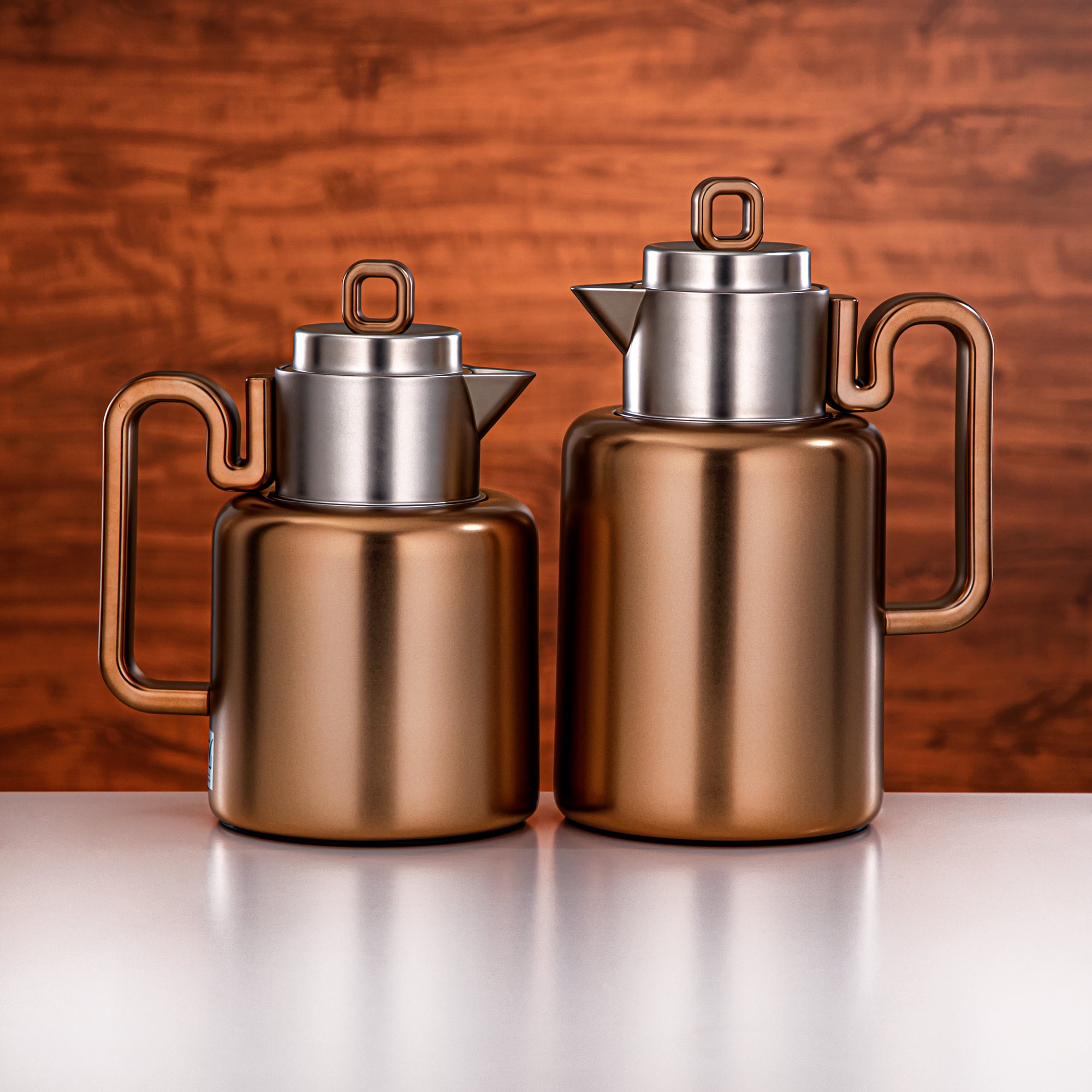 Almarjan Vacuum flask Set 0.5 liter + 1 liter matt rose gold & matt nickel (FG815-050/100 MRG/MNI)