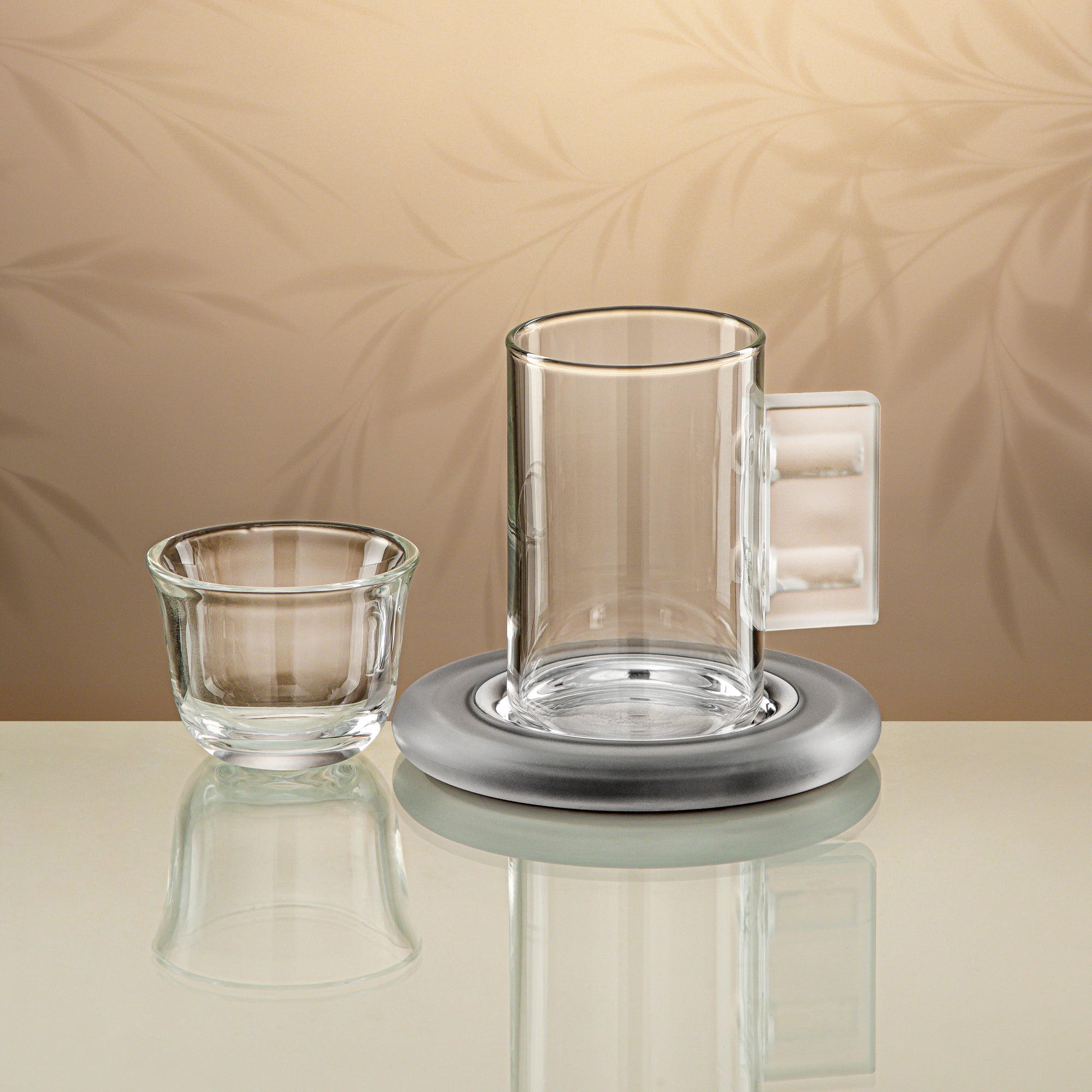 Almarjan Tea Set 18 Pieces Clear with Frost Accents