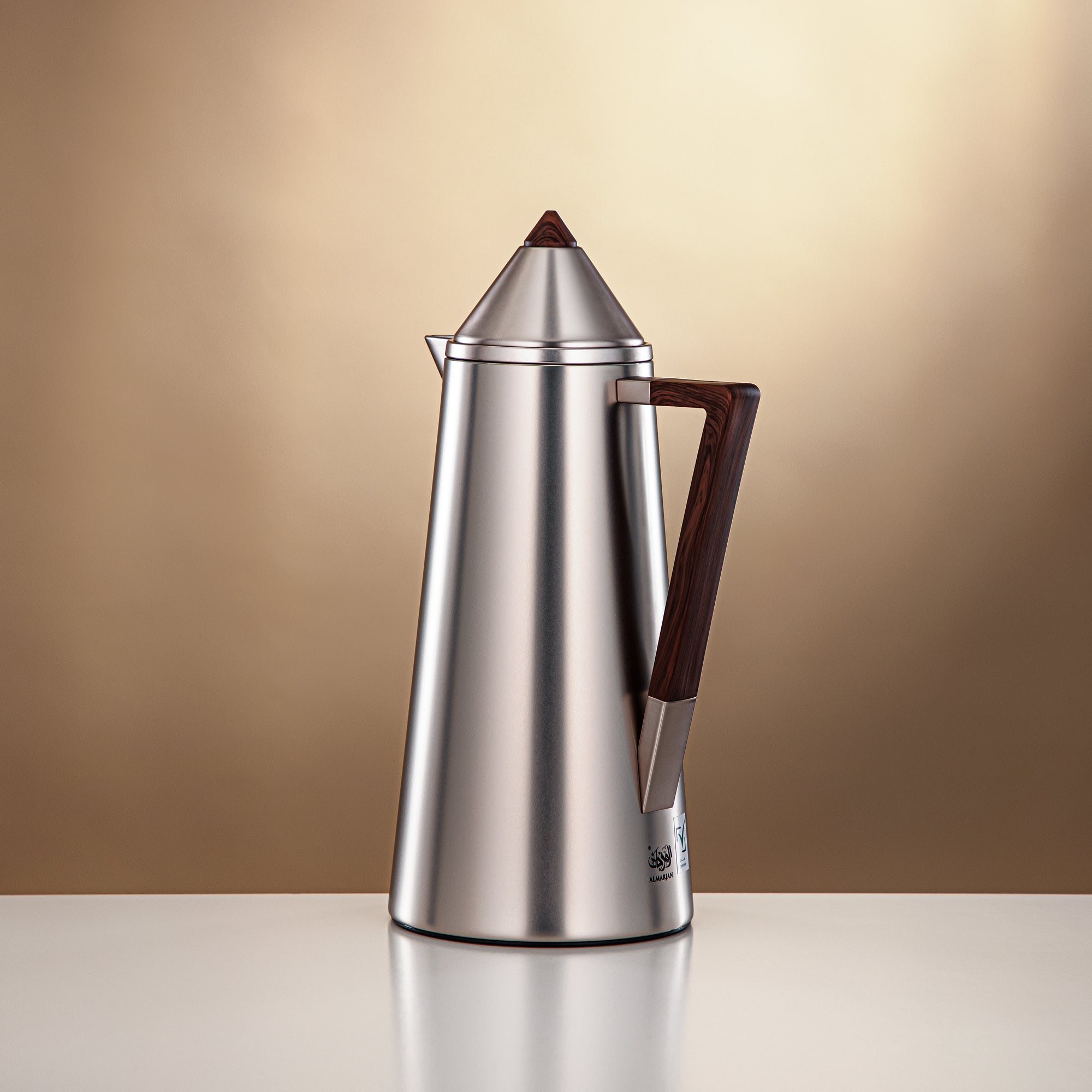 Almarjan Vacuum flask 0.7L + 1.0L Matt nickle & wood (FG818-070/100 MNI/DW)