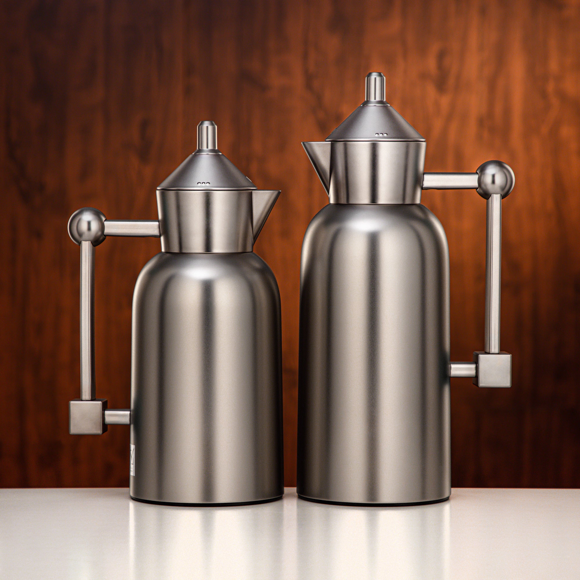 Almarjan Vacuum Flask Set 0.7L + 1L Matt Nickel