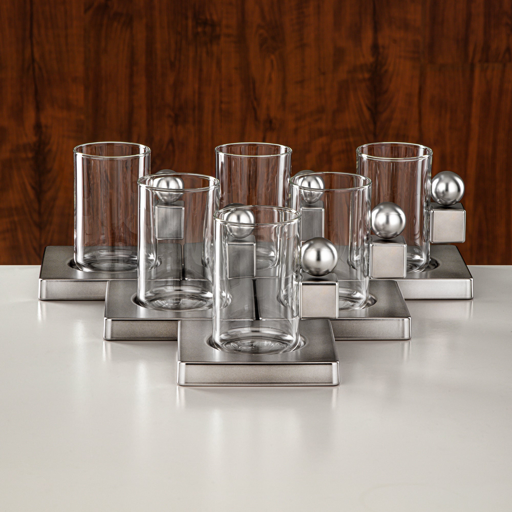 Almarjan Tea Set 18 Pieces Matt Nickel