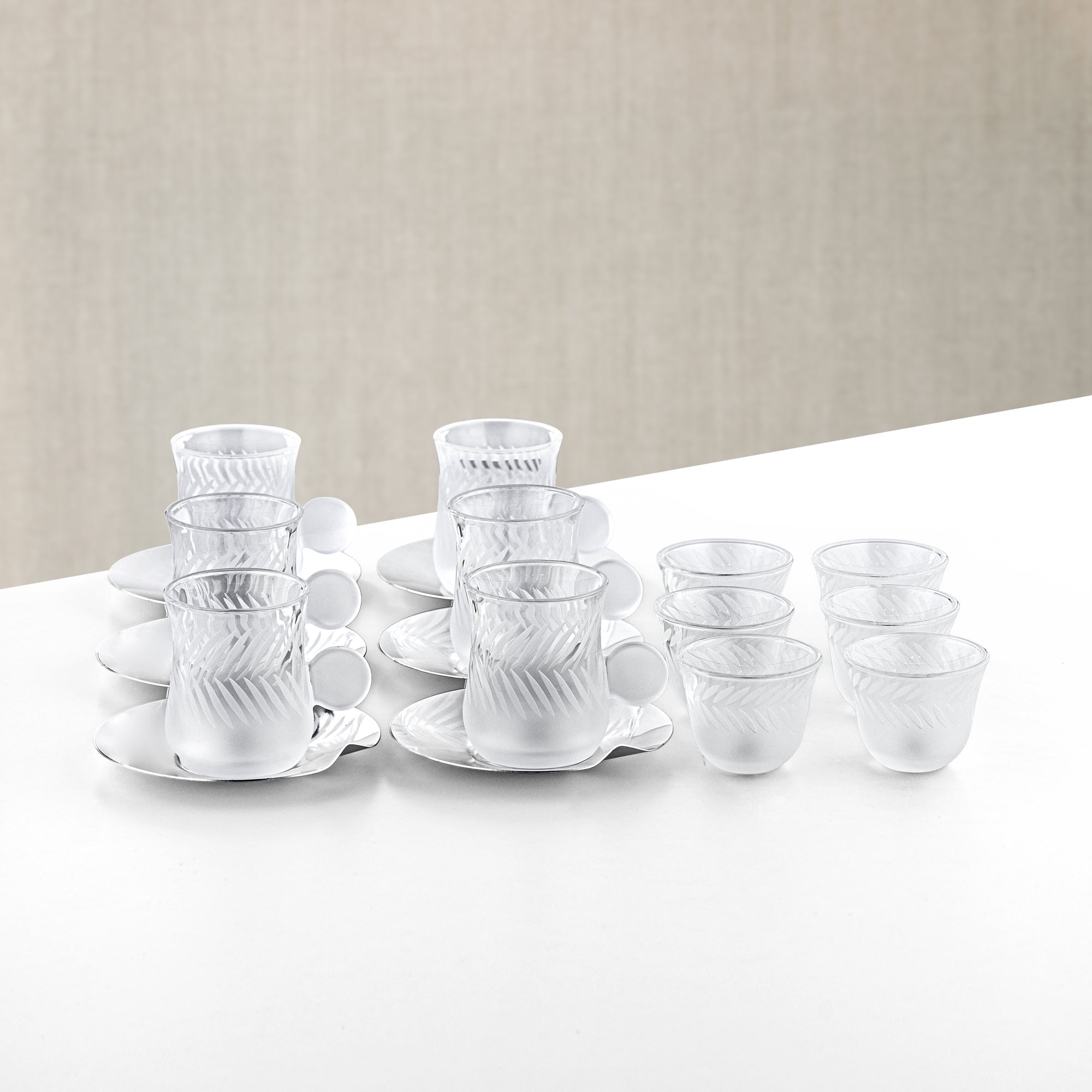 Almarjan Vacuum Flask & Tea Set 20 Pieces Matt Nickel