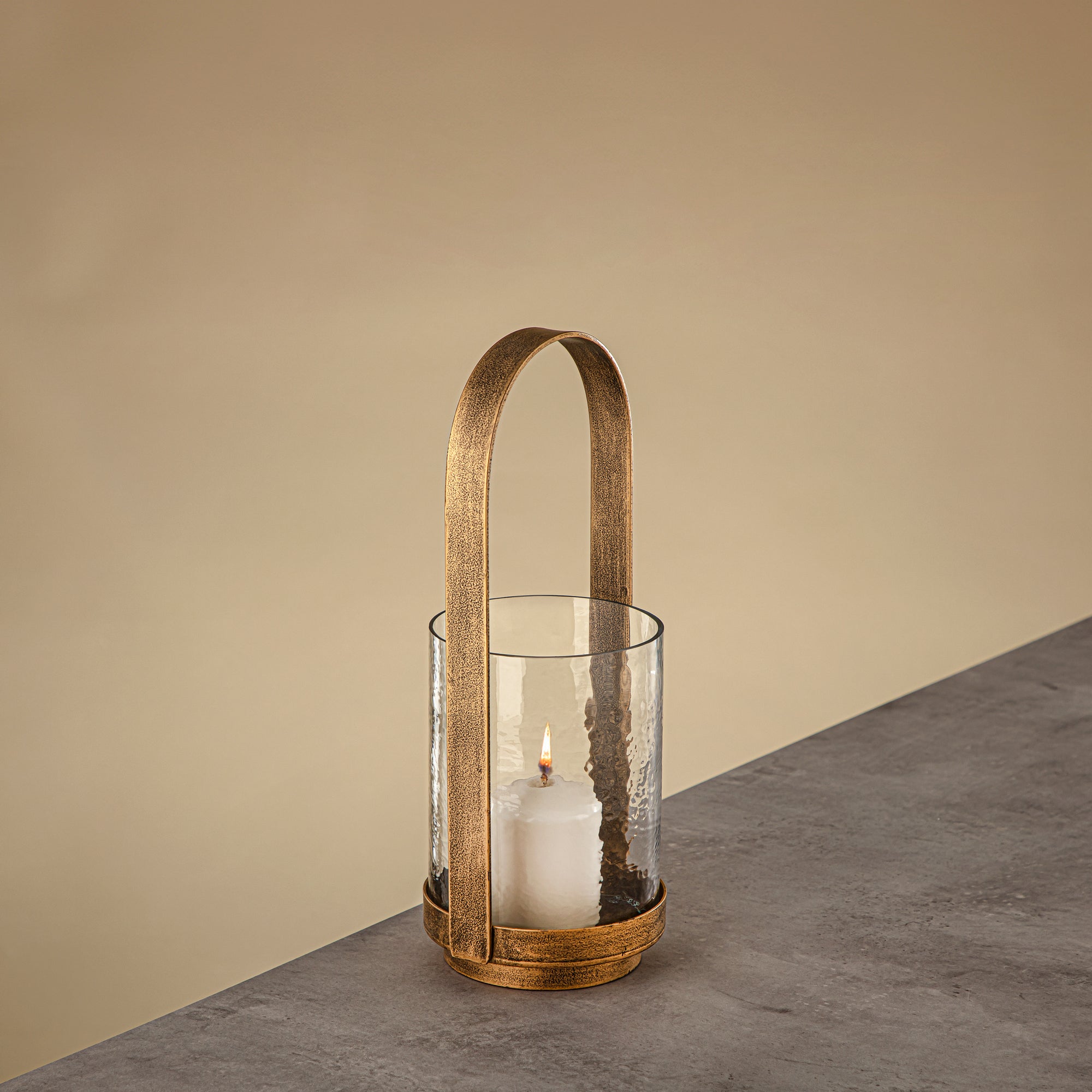 Almarjan Hurricane Lantern 32cm Antique Gold