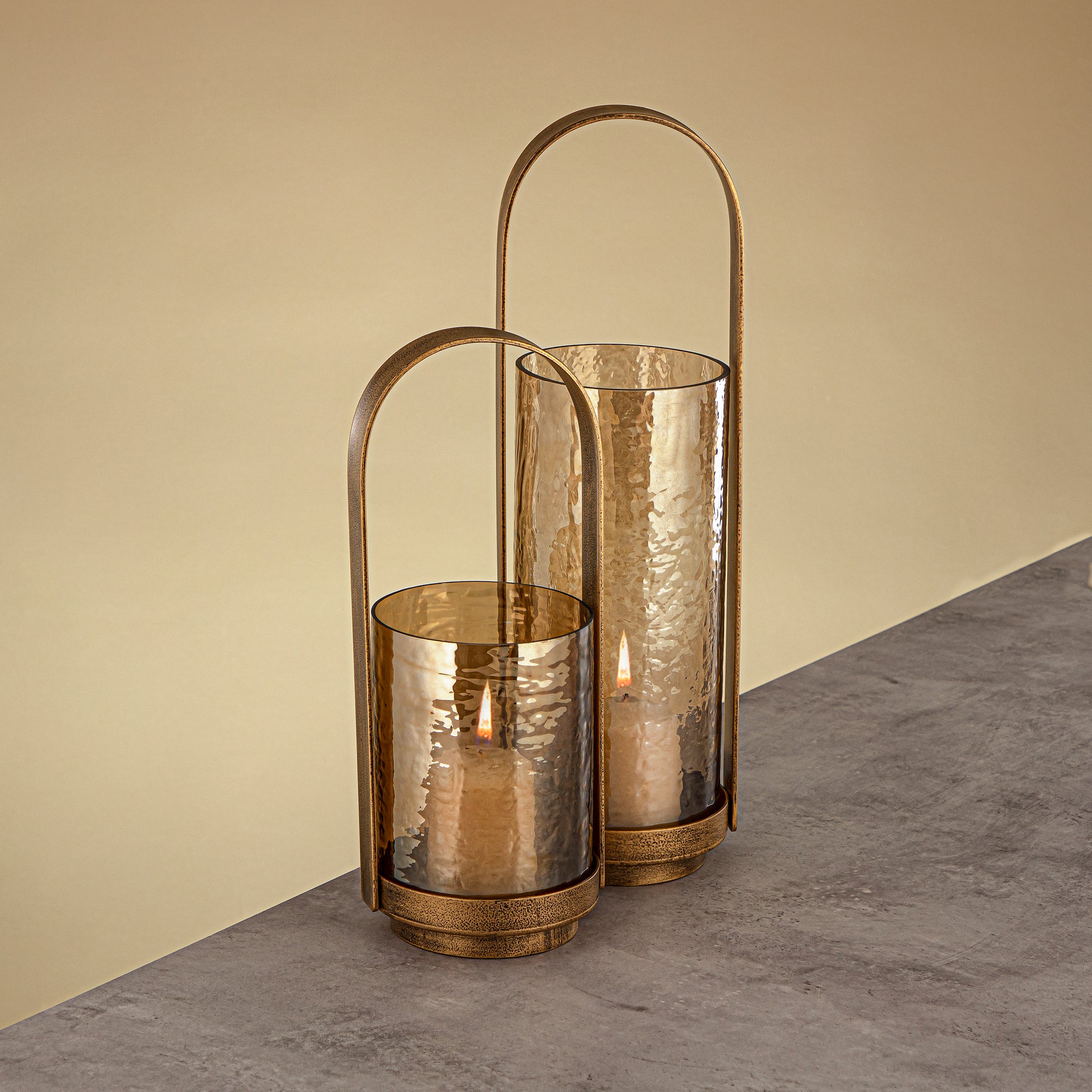 Almarjan Hurricane Lantern 42cm Antique Gold