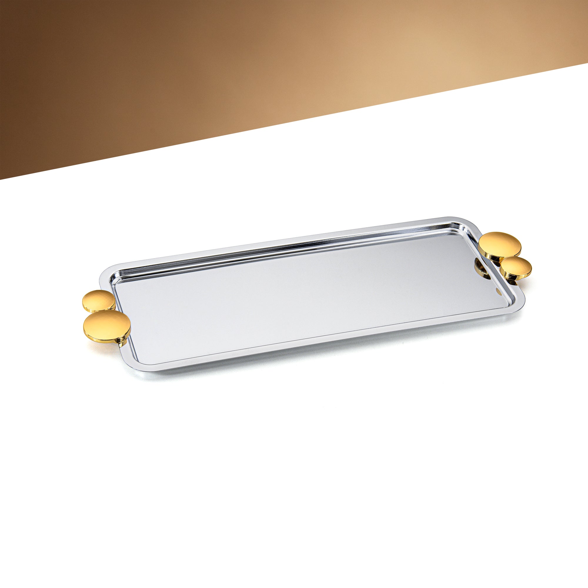 Almarjan 45 CM Serving Tray Shiny Silver & Gold - HT2506013
