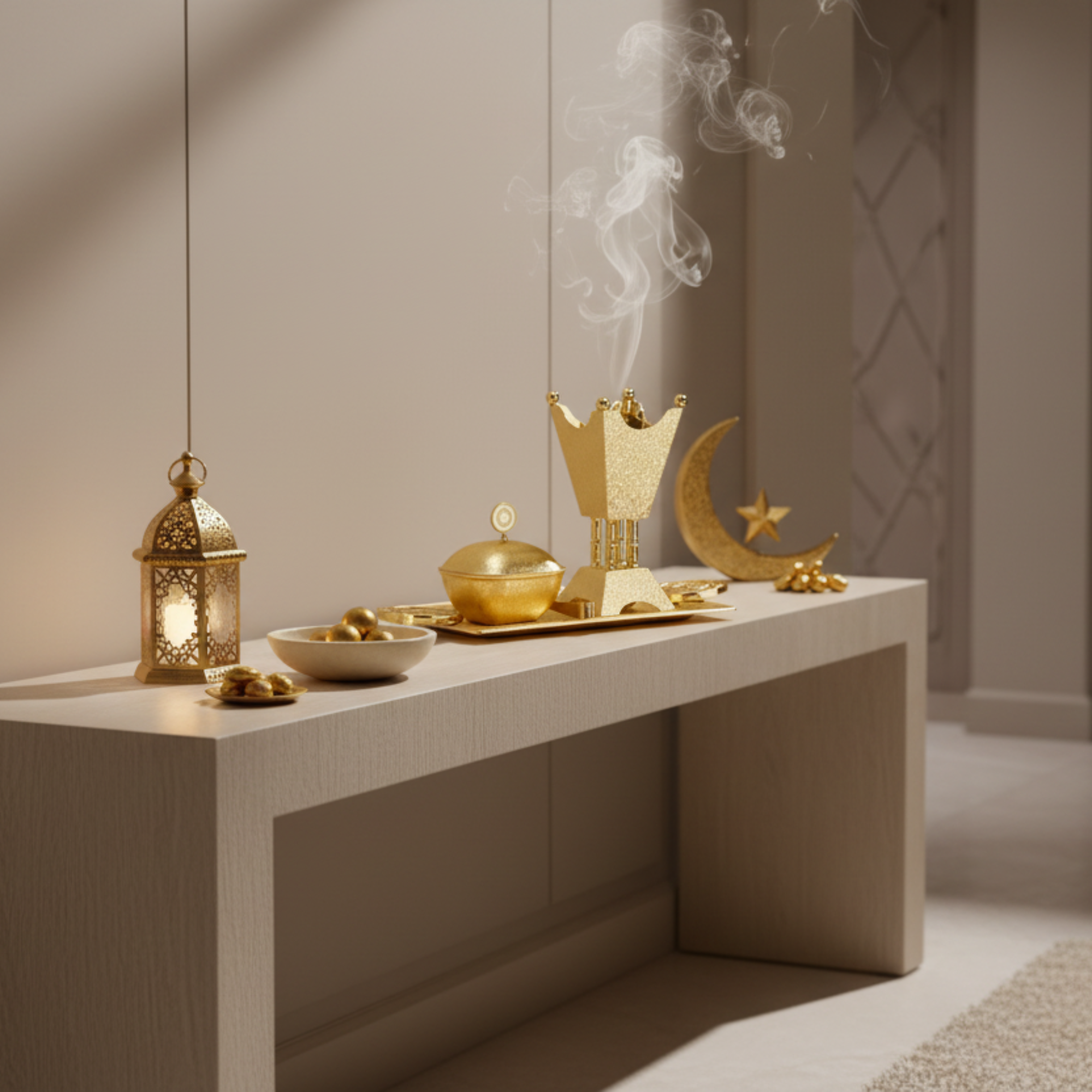 Almarjan Incense Burner Set 4-Piece Copper