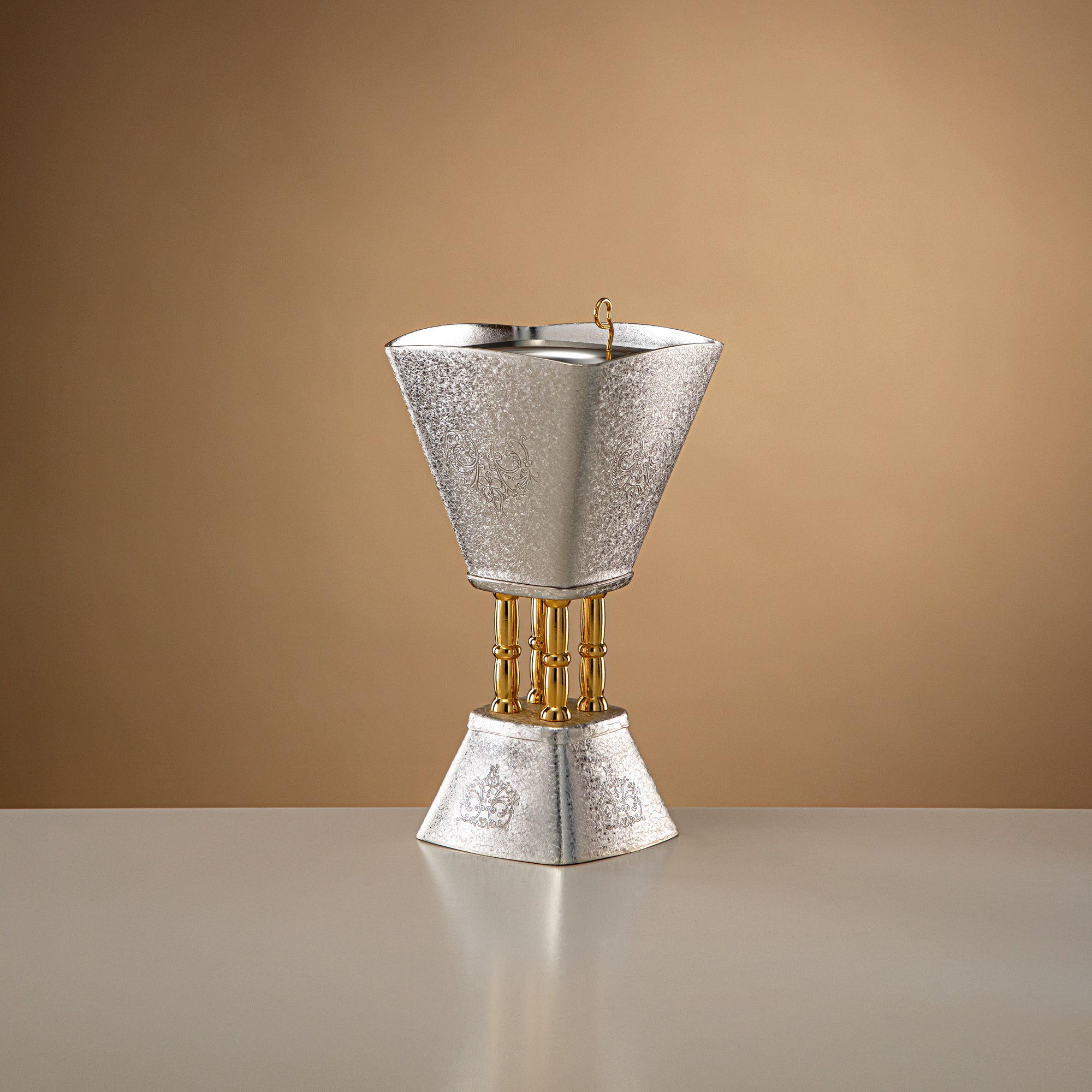 Almarjan Incense Burner Silver & Gold Crackle 20cm