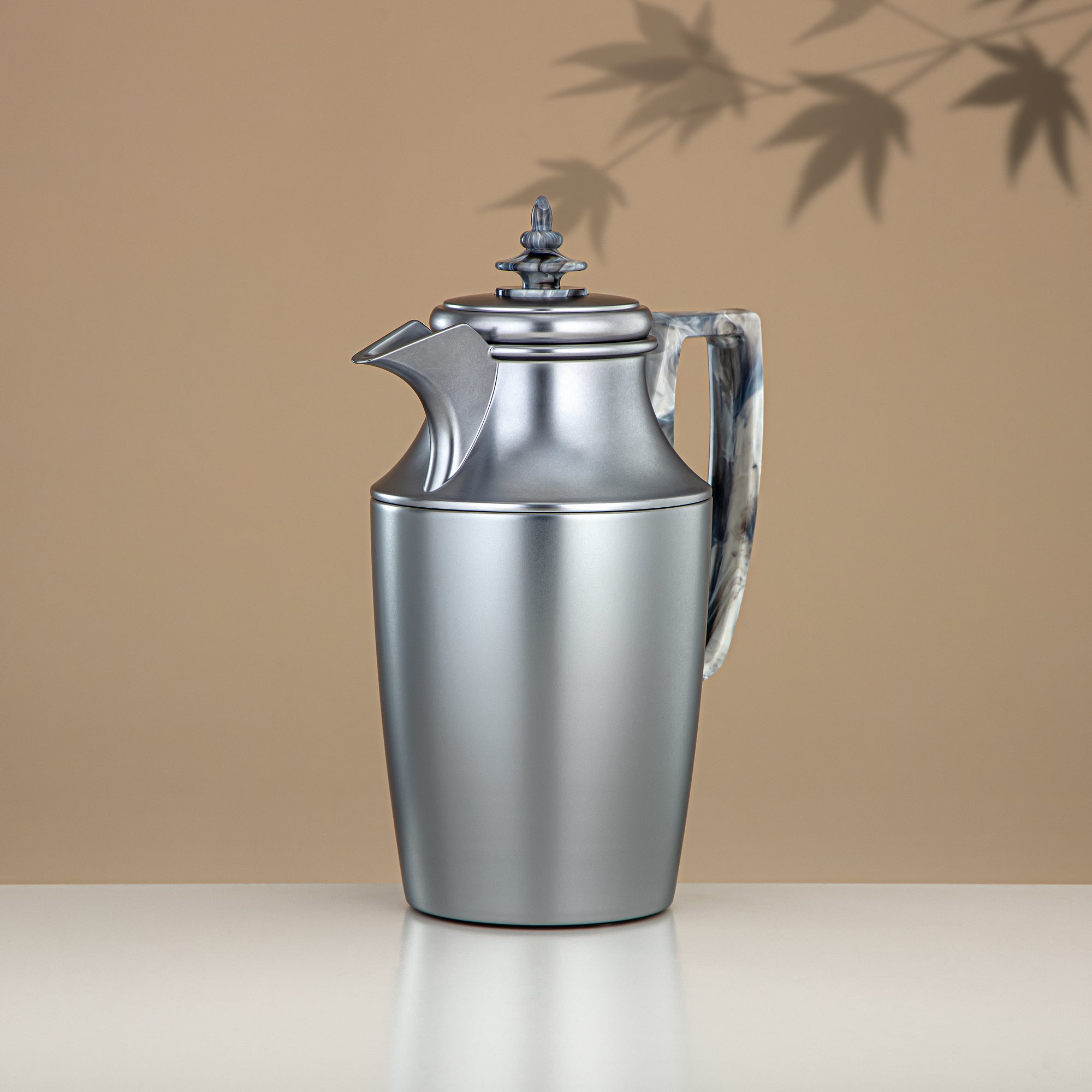 Almarjan Vacuum Flask Set, Push Button, 1L + 1L, Matt Silver (JBH10T/10C- M/S/S/M/S) - Tea & Coffee Vacuum Flask