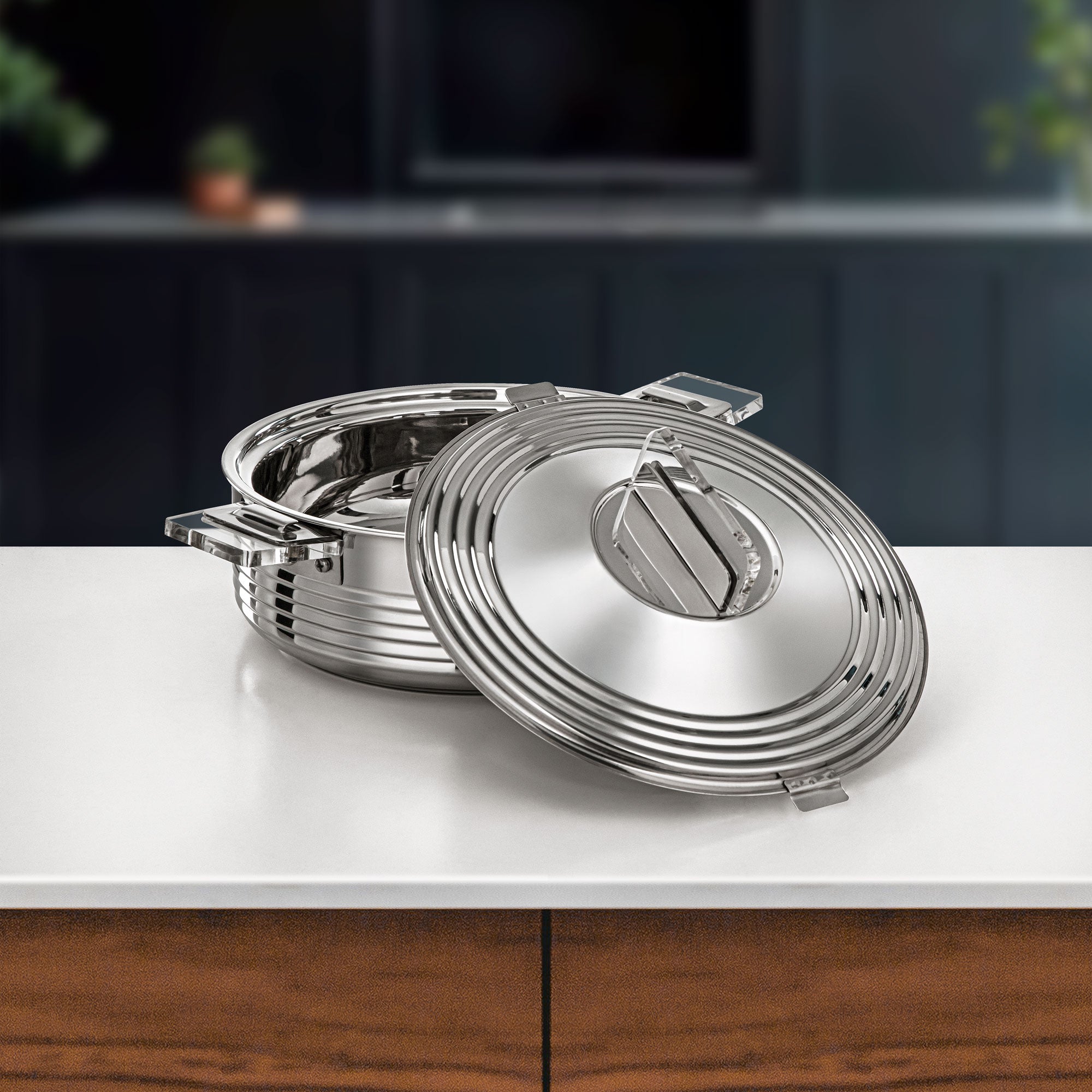 Almarjan Mahra Hot Pot Set of 3 Stainless Steel Silver (H25P3)