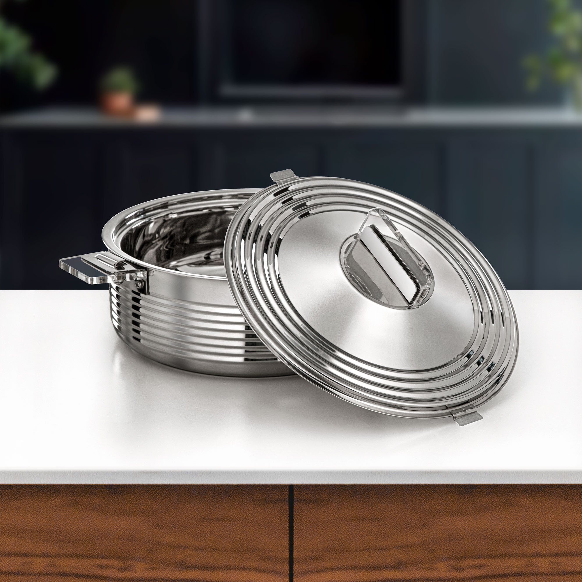 Almarjan Mahra Hot Pot Set of 3 Stainless Steel Silver (H25P3)