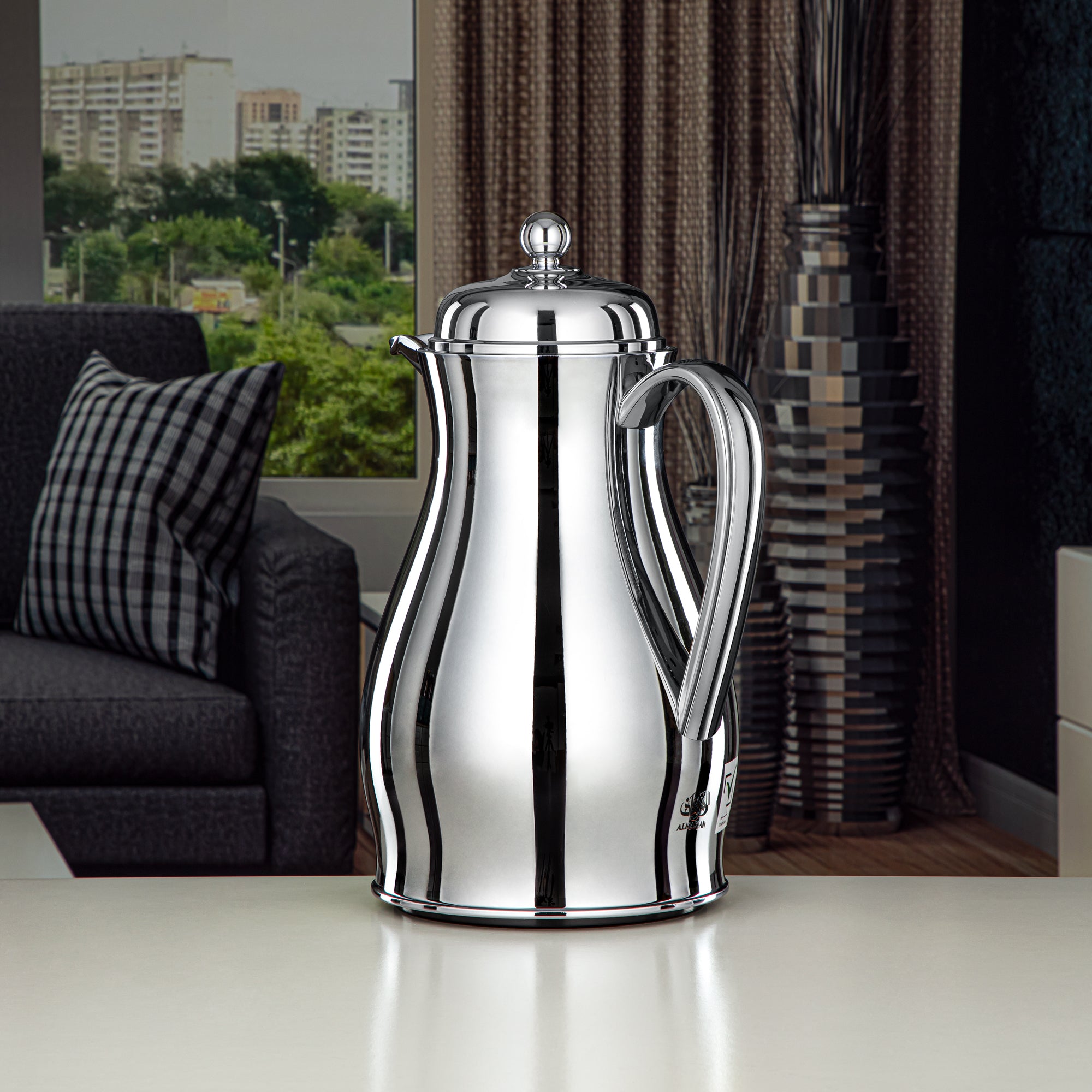 ترمس المرجان جسم معدني مع عبوة زجاجية 1 لتر فضي (RPA-100-S) – مجموعة أناقة يومية