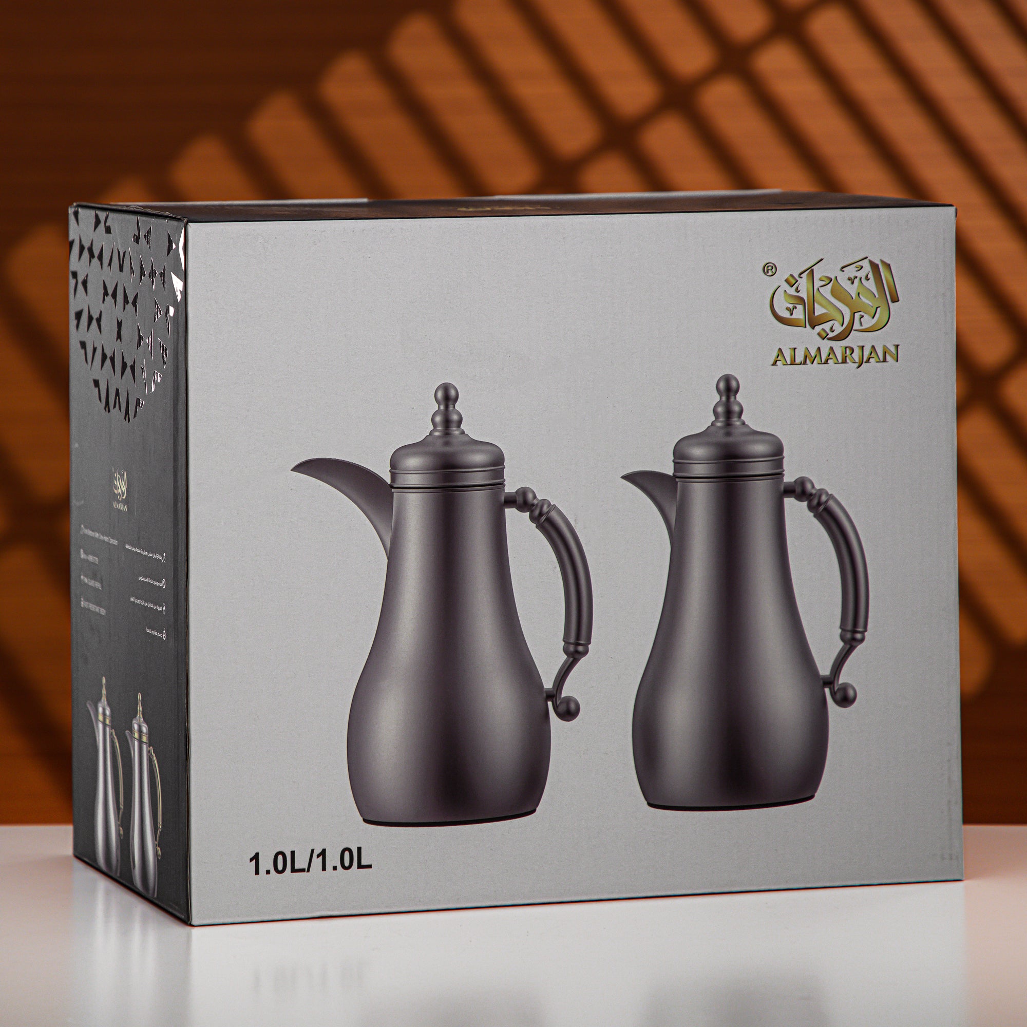 طقم ترامس المرجان ١ لتر + ١ لتر أبيض لؤلؤي وفضي