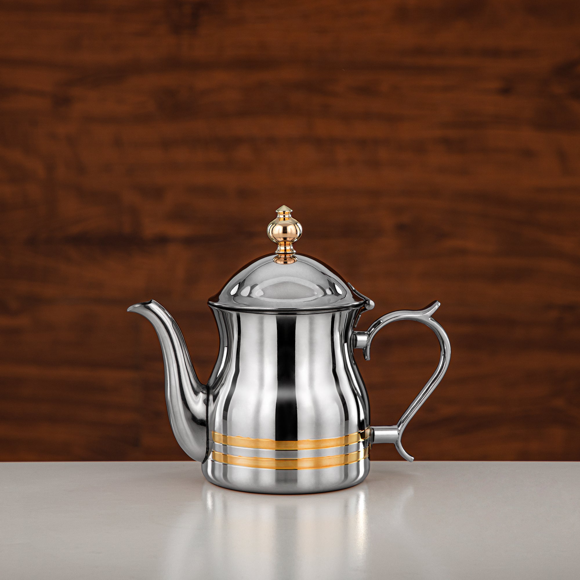 Almarjan Teapot 18oz Silver Gold – Elegance