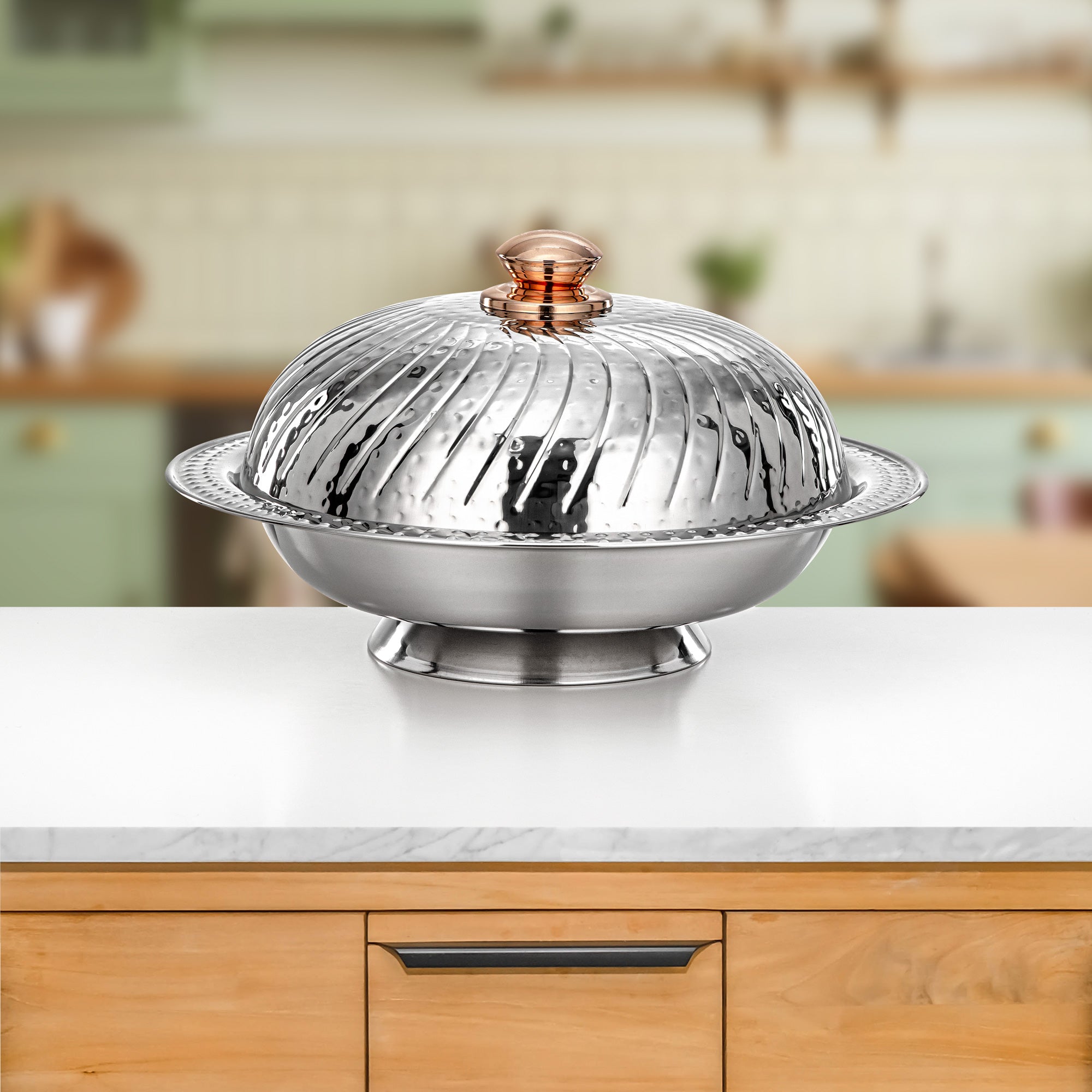 Almarjan Serving Dish with Cover 30 cm Silver