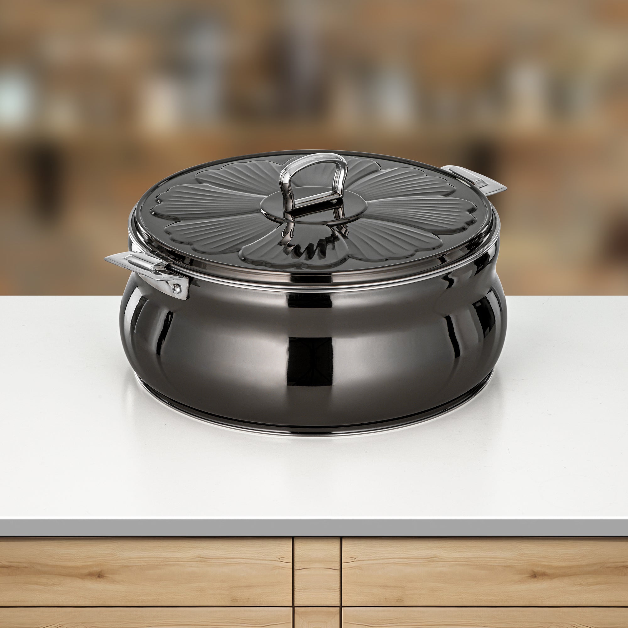 Almarjan Zeena Hot Pot Set 3 Pieces Gun Black & Silver